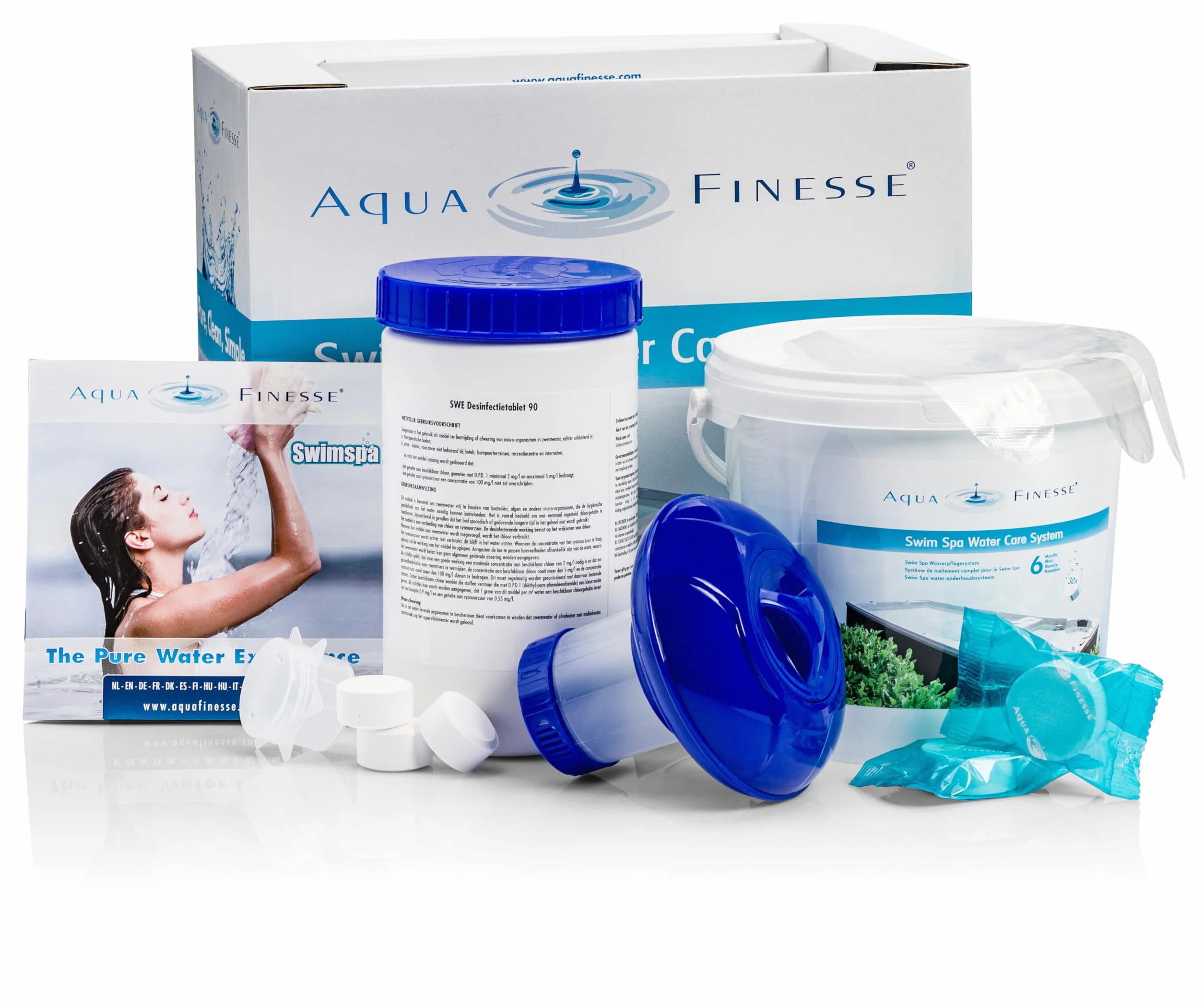 AquaFinesse Swim Spa Box z tabletkami chloru – SwimSpa zestaw do pielęgnacji wody
