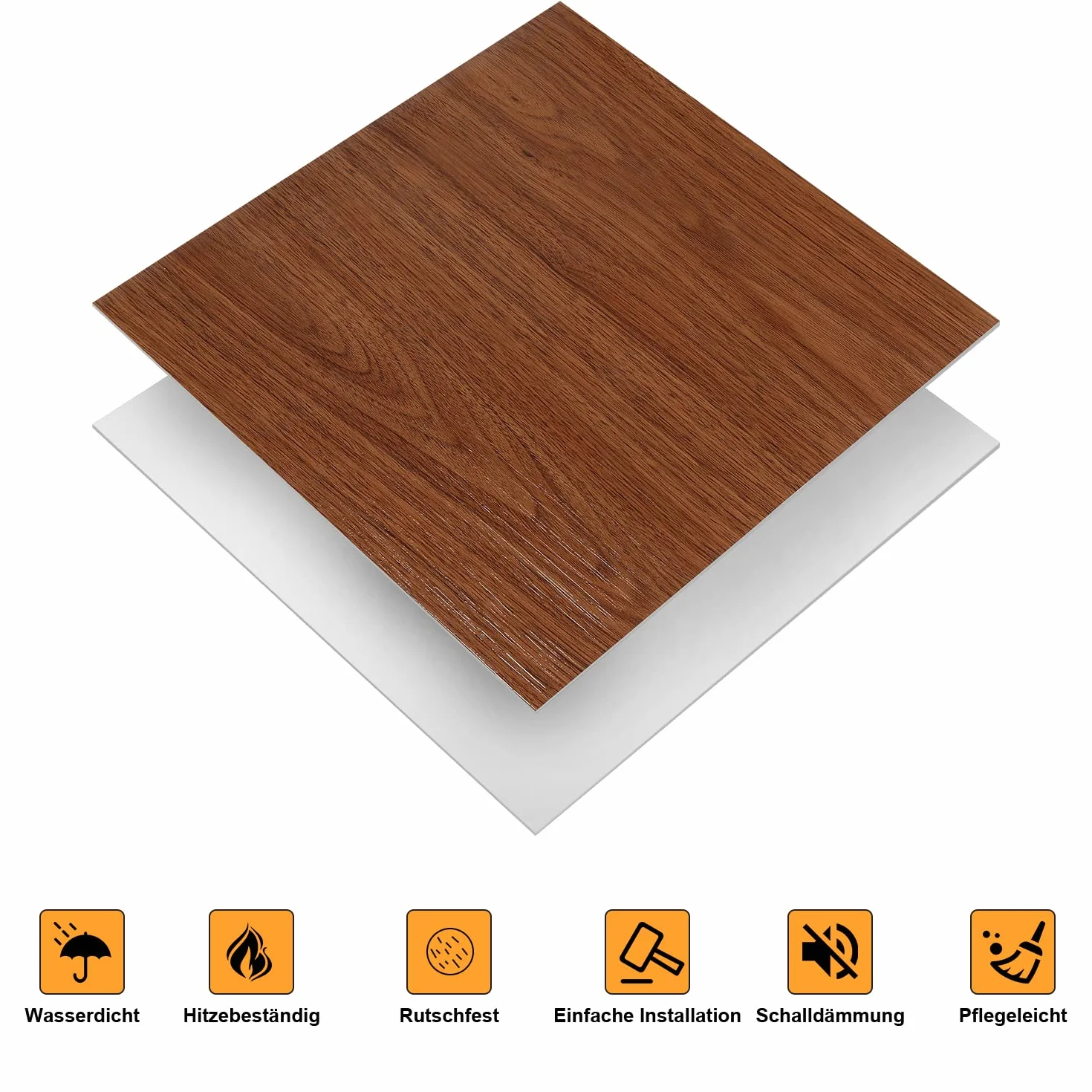 Fiqops 30 x 30 cm, ok. 4 m², 44 płytki PCW, wykładzina podłogowa, samoprzylepna, winylowa, antypoślizgowa, wodoodporna, laminat, płytki winylowe, do ogrzewania podłogowego, kolor drewna, rysunek