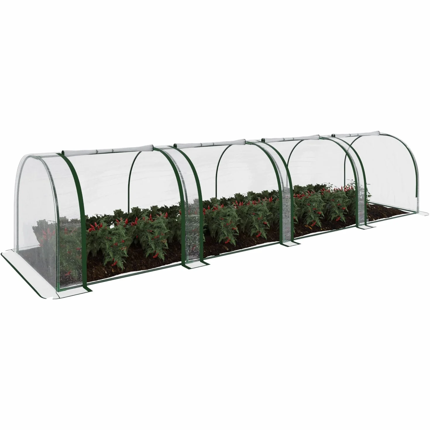 Stalowa szklarnia tunelowa 295x100x80 cm przezroczysta plandeka PCV z 3 drzwiami
