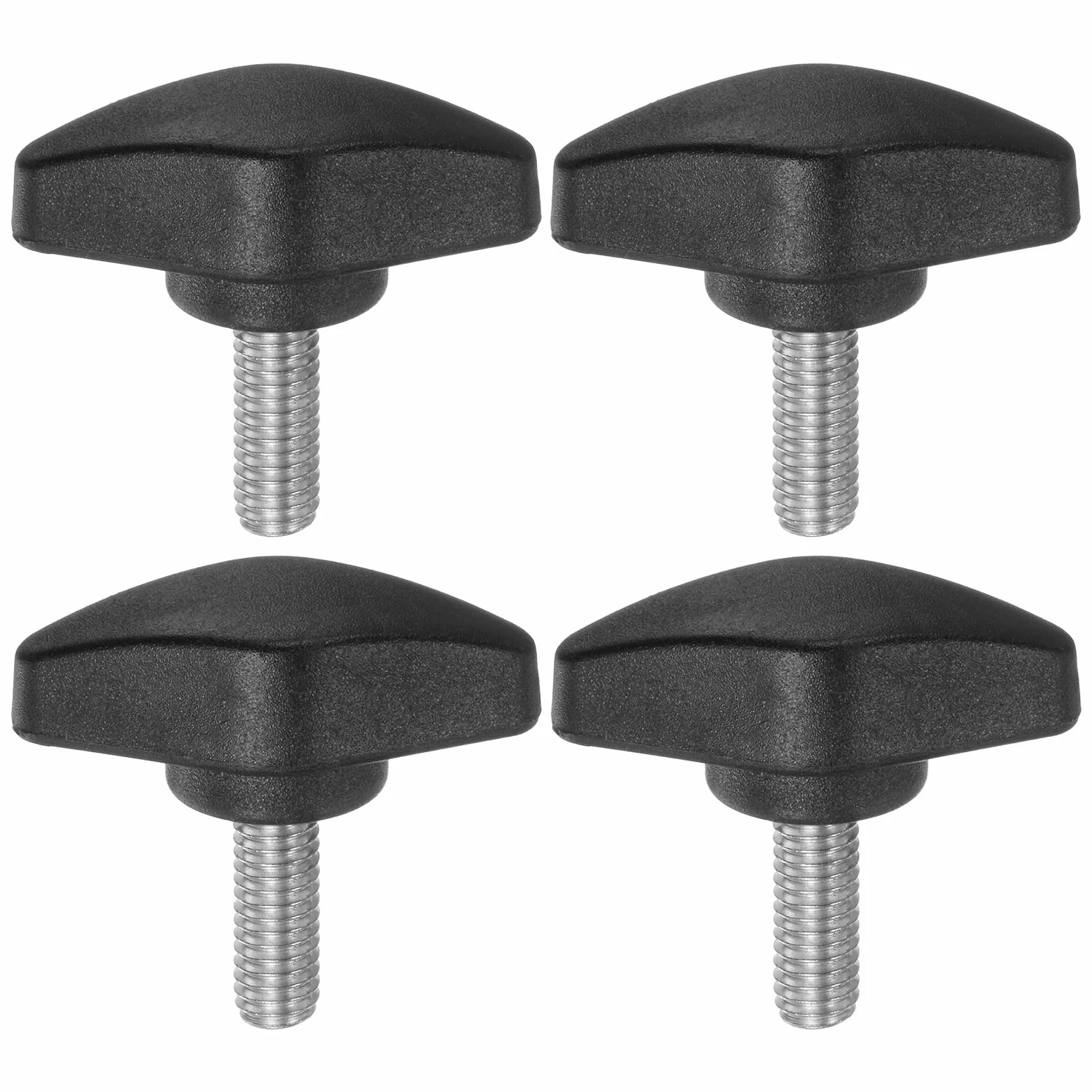 QUARKZMAN 4 sztuki gałek motylkowych T, śruby radełkowane, M6 x 16 mm, standardowy gwint zewnętrzny, guziki T z tworzywa sztucznego, uchwyty, gałki zaciskowe, uchwyt śruby radełkowane, czarne