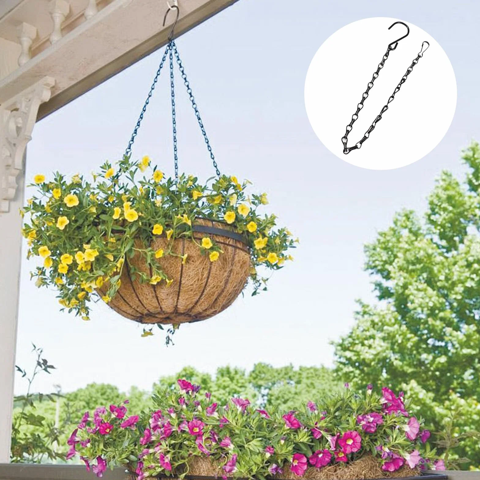 Łańcuch metalowy wiszący 50 cm 6 sztuk do kwiatów doniczek latarni