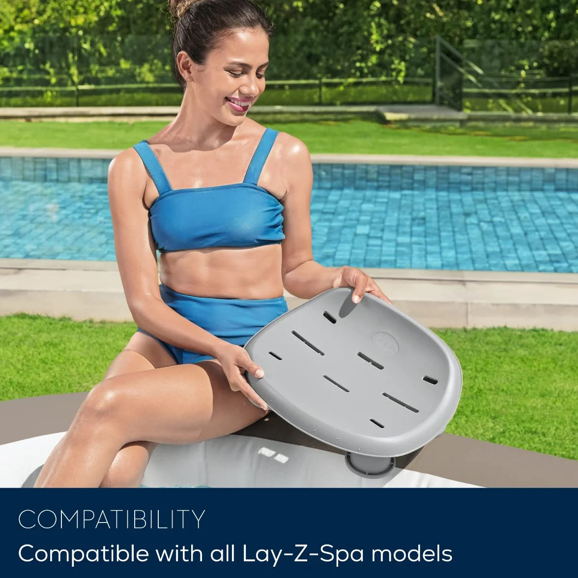 Lay-Z-Spa BW60321 siedzisko do wanny z hydromasażem, uniwersalne regulowane siedzisko spa z obciążonymi nóżkami, szary