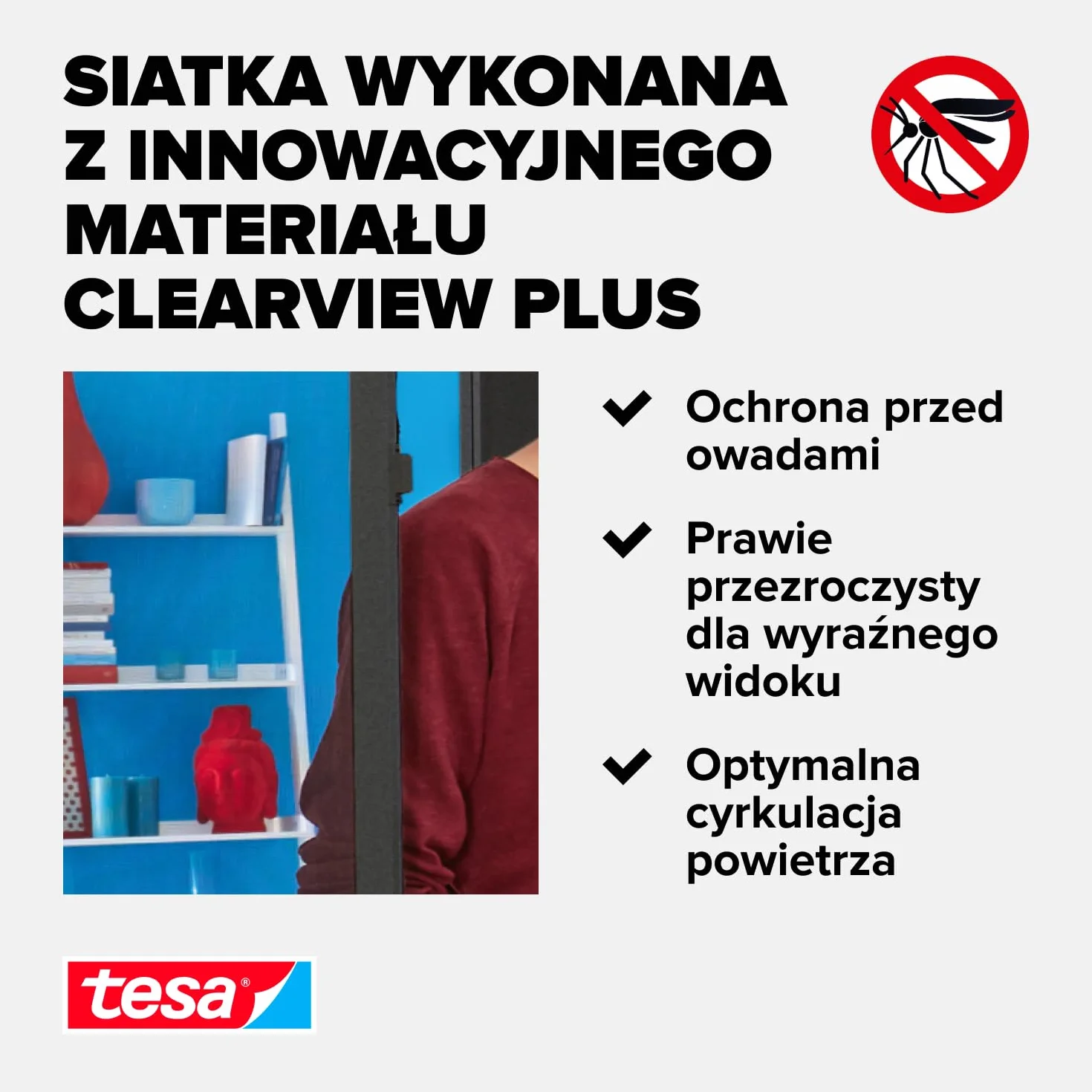Tesa 55197-00003-00 Moskitera, Antracyt, 1,2m x 2,4m