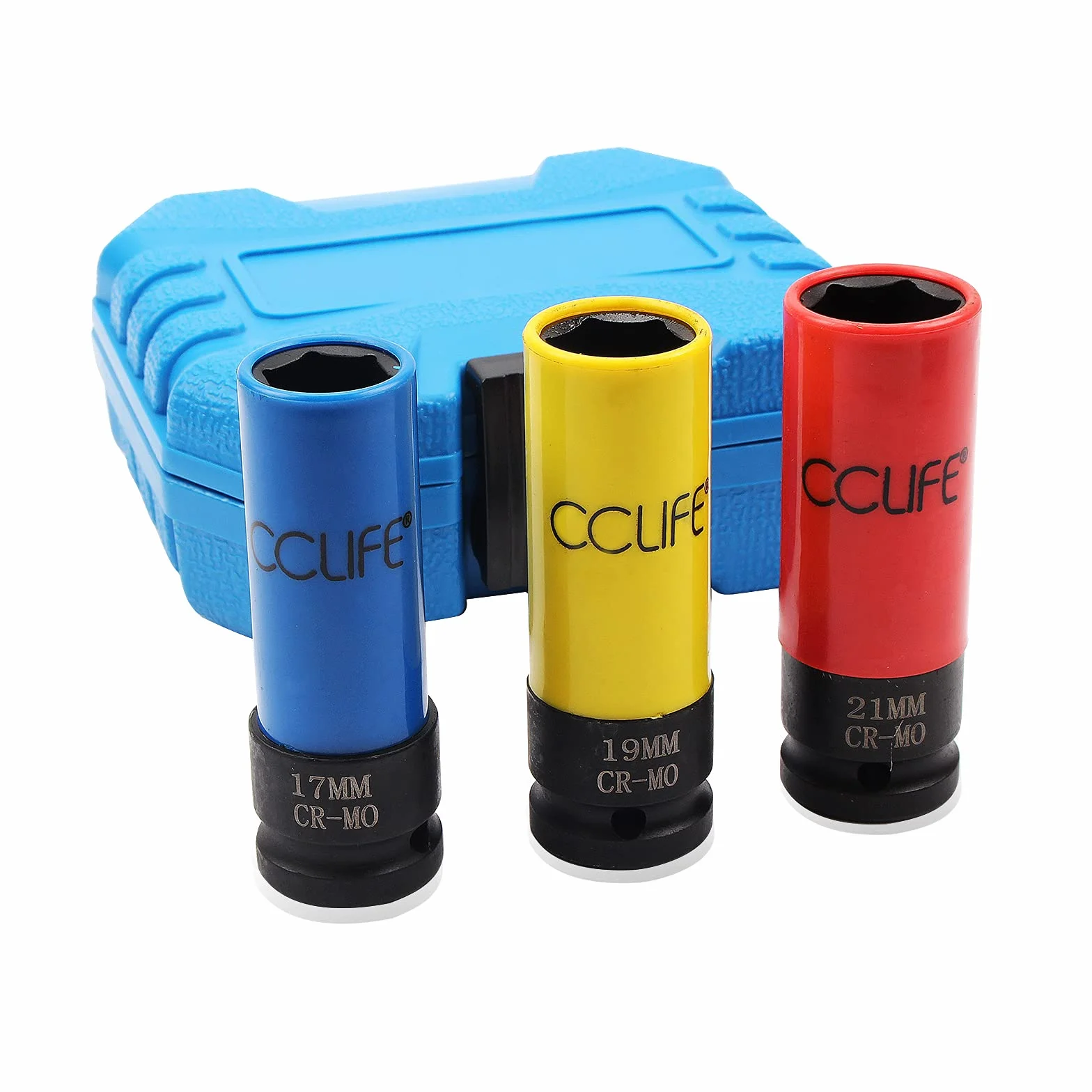 CCLIFE 1/2" Nasadki udarowe 17-19-21mm Zestaw kluczy nasadowych udarowych 85mm Długość, śruby koła 3szt