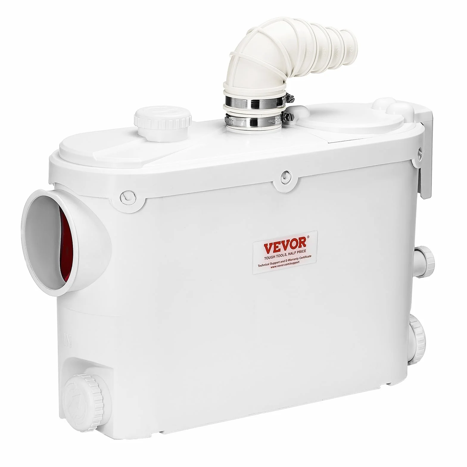 VEVOR Młynek sanitarny 500 W Pompa podnosząca ścieki 6600 l/h Głowica 8 m 3 wloty wody do toalety Piwnica Kuchnia Zlew Prysznic Wanna Pralnia Spłuczka Ścieki