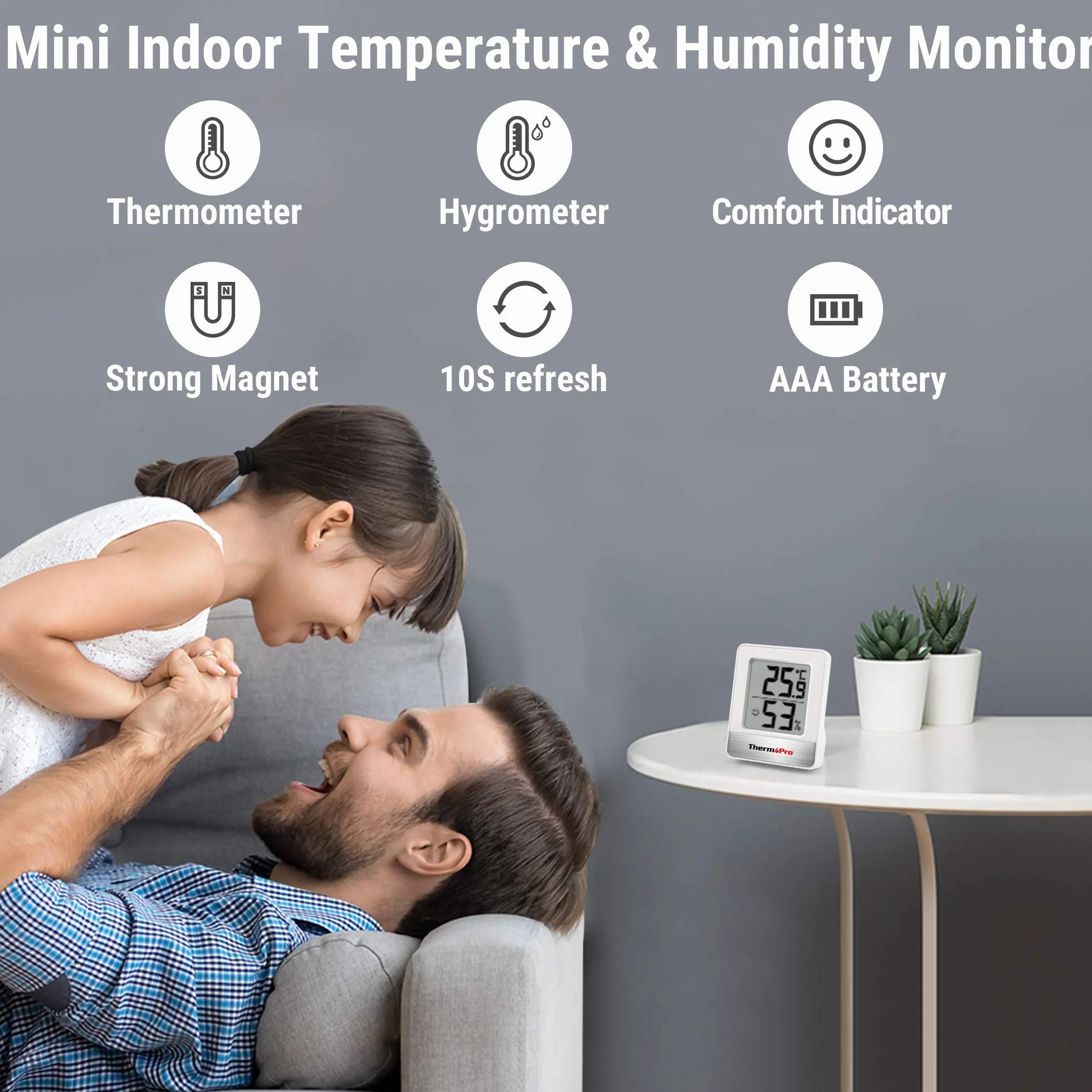 ThermoPro TP49-2 cyfrowy higrometr termometr monitor temperatury i wilgotności powietrza 2 sztuki