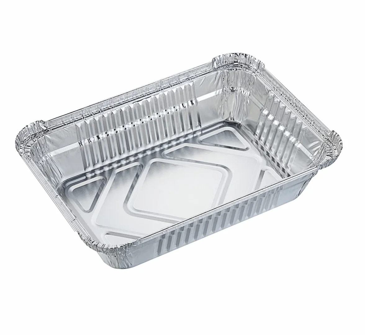 LATRAT 25 sztuk aluminiowych misek do grillowania, jednorazowych misek aluminiowych, bez pokrywki, na resztki, grill, ciasto, owoce i warzywa, 21,6 x 14,7 x 3,5 cm