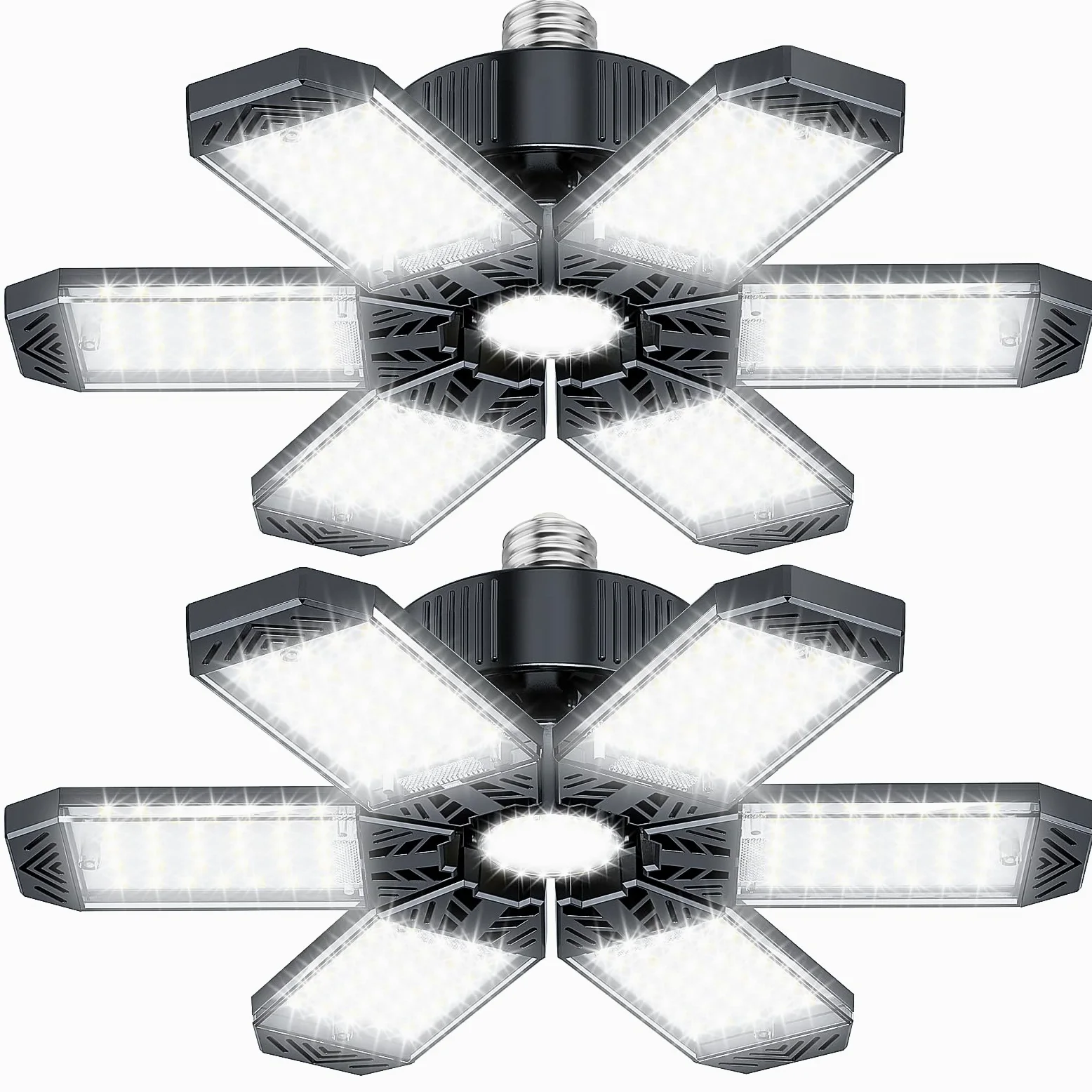 Lampa garażowa LED 160 W, 20000 lm, bardzo jasna, z 6 panelami odkształcalnymi, 6500 K, E26, E27, do warsztatu, magazynu, zatoki maks