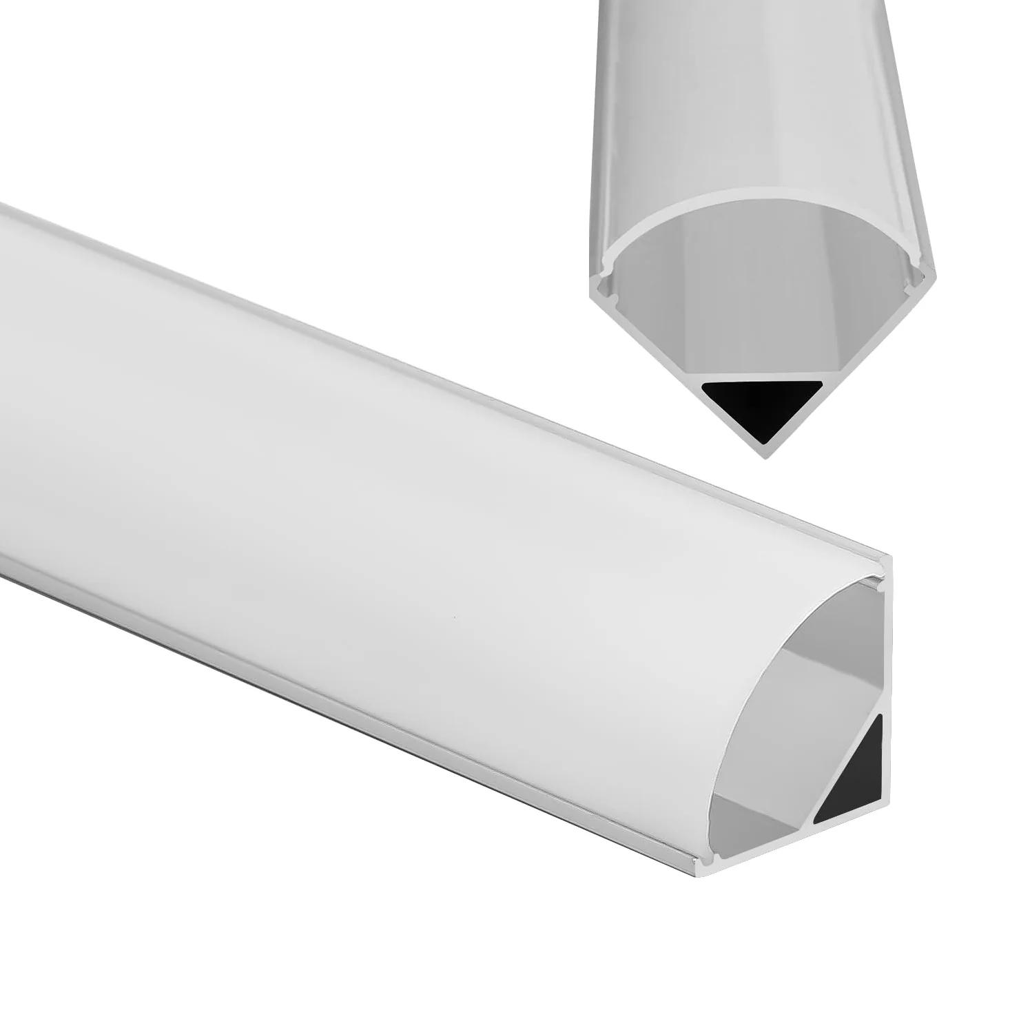 Profil aluminiowy LED, 40 x 1 m, profil LED 45 stopni, kształt litery V do taśm LED / taśm/pasków (1-11 mm) z osłoną, w zestawie zaślepki i klipsy montażowe do taśm LED