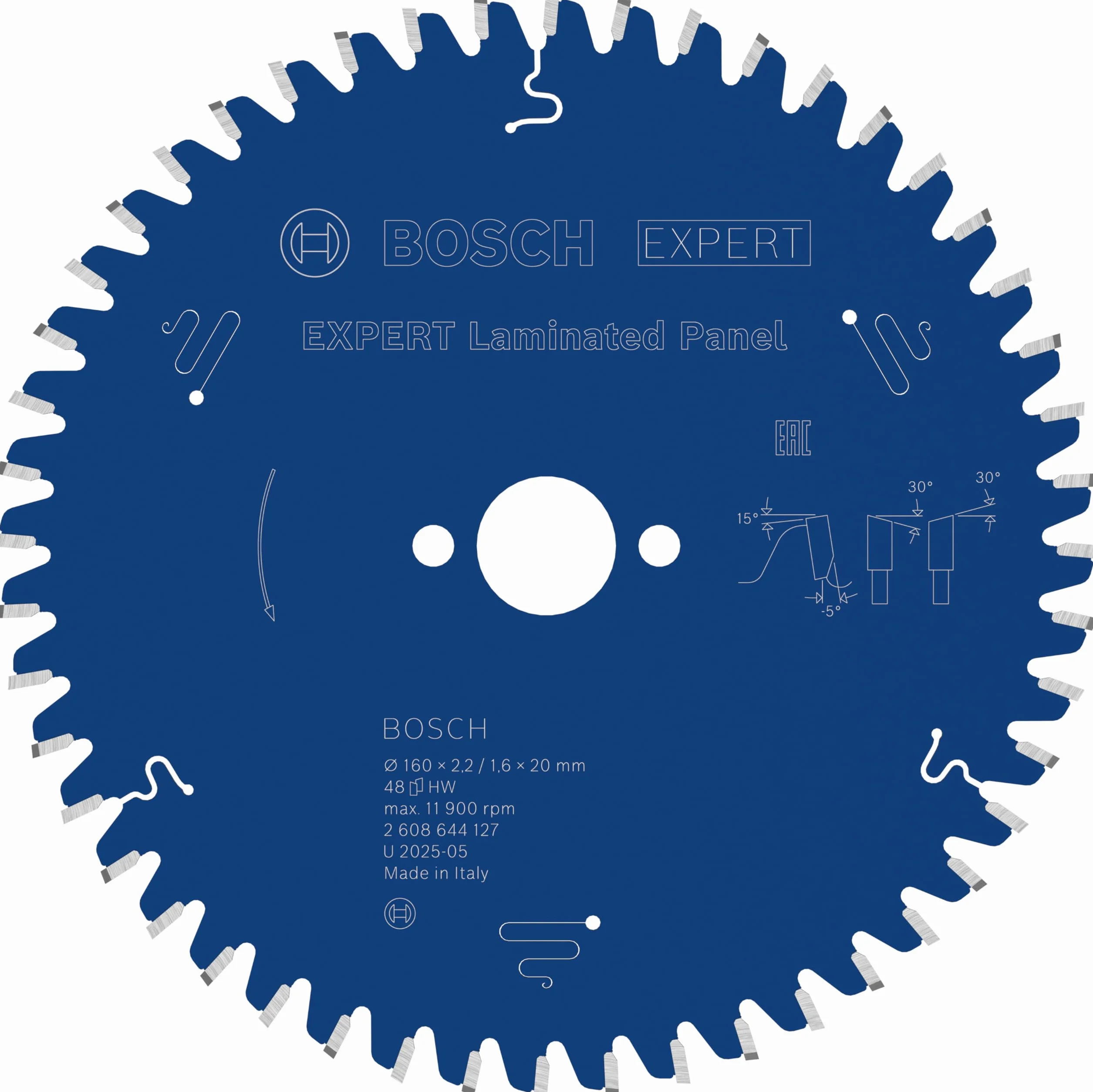 Bosch Professional Brzeszczot do piły tarczowej Expert for Laminated Panel (laminat, 160 x 20 x 2,2 mm, 48 zębów, akcesoria do piły tarczowej)