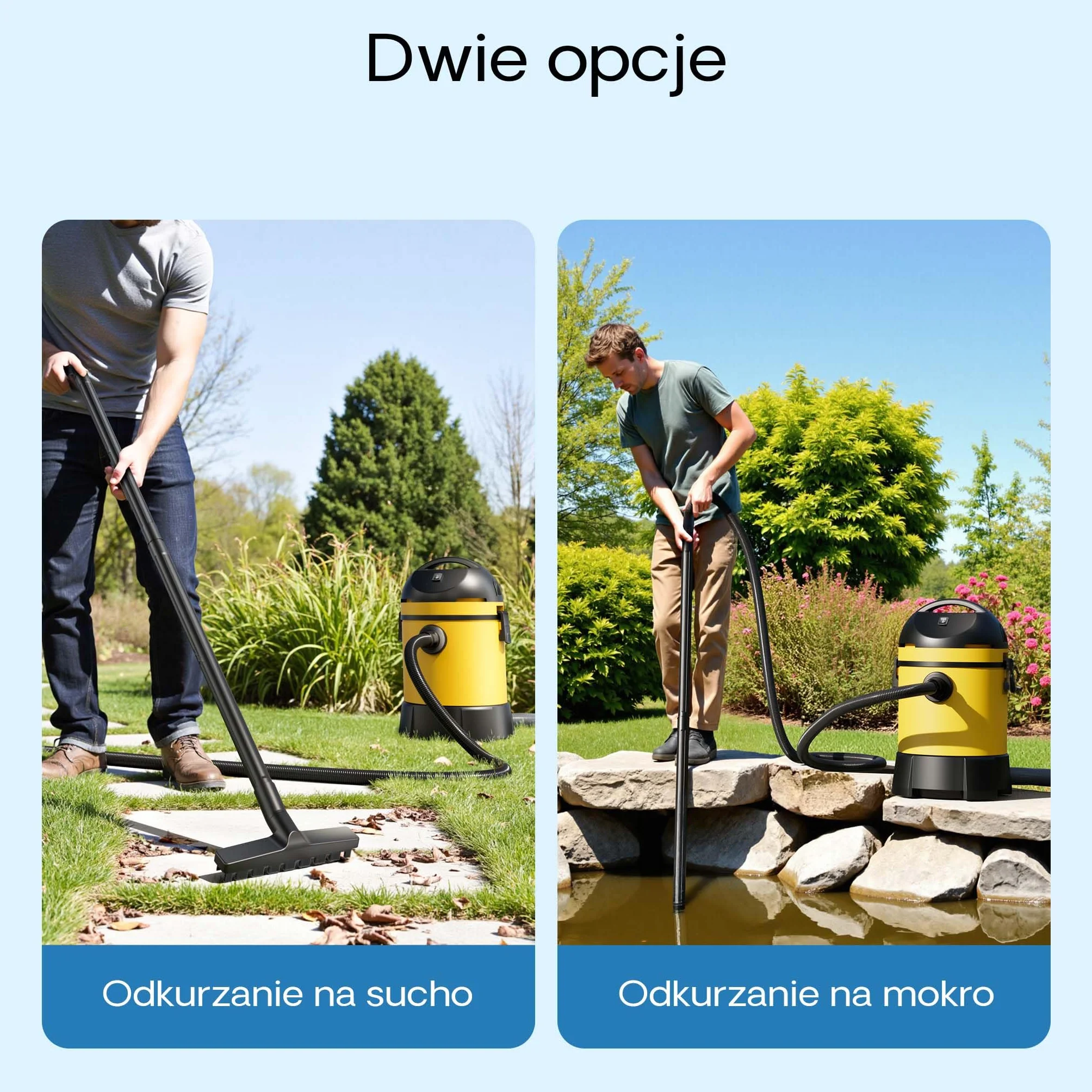 Wiltec Odkurzacz do oczka wodnego 1400 W do szlamu, mułu i basenu, odkurzacz do stawu i basenu z 2 wężami i funkcją automatycznego opróżniania 30 l