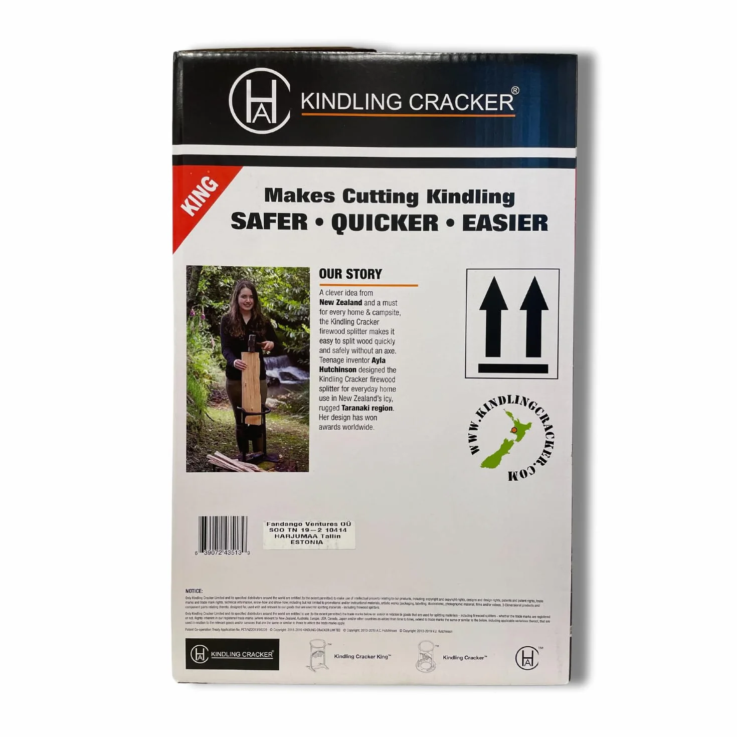 Kindling Cracker King Firewood Splitter With Hammer, Cover & Firelighters