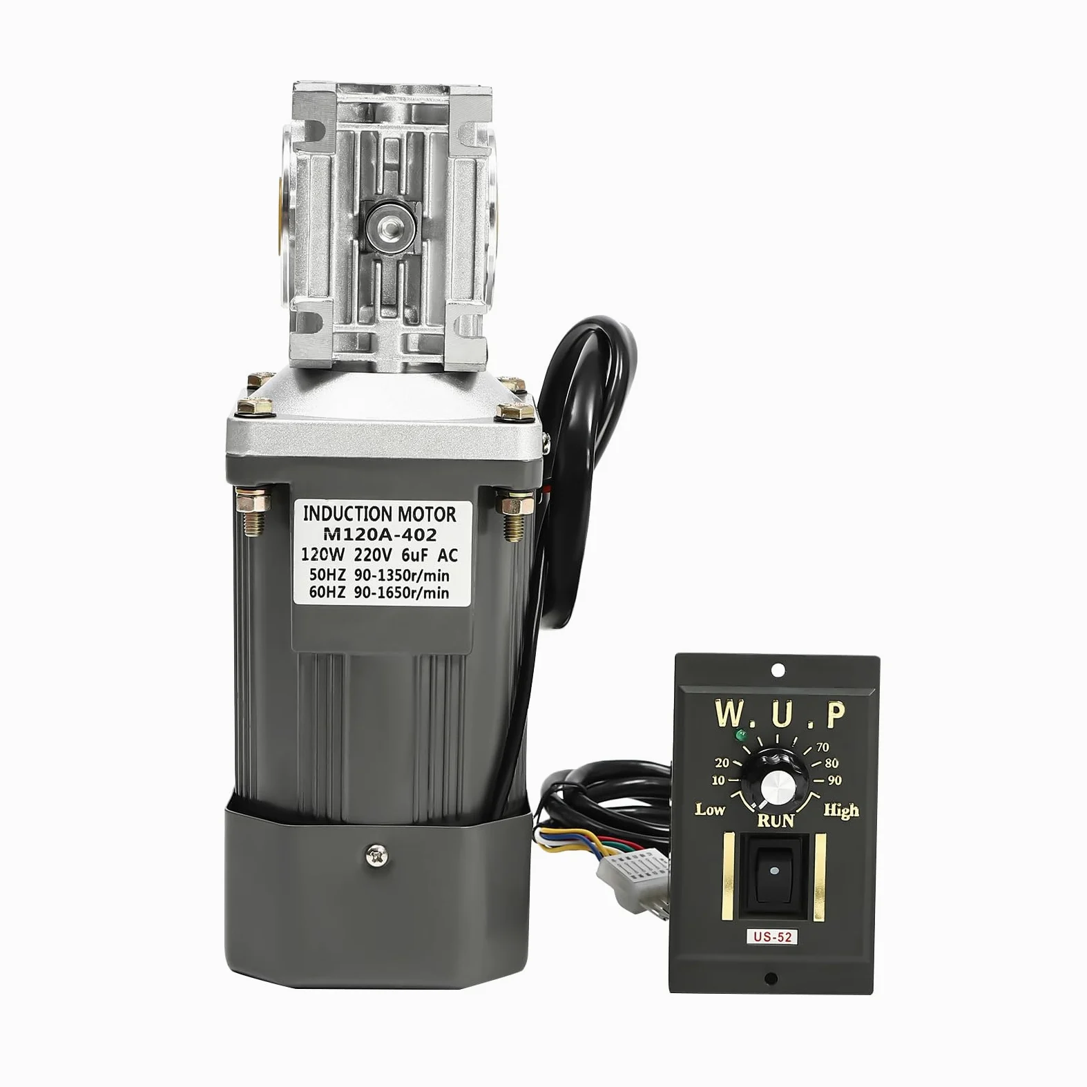Silnik przekładniowy ślimakowy 220 V, 120 W, bezstopniowo regulowany silnik prądu zmiennego, regulowana prędkość, funkcja odwrócenia, wysoki moment obrotowy do zastosowań przemysłowych