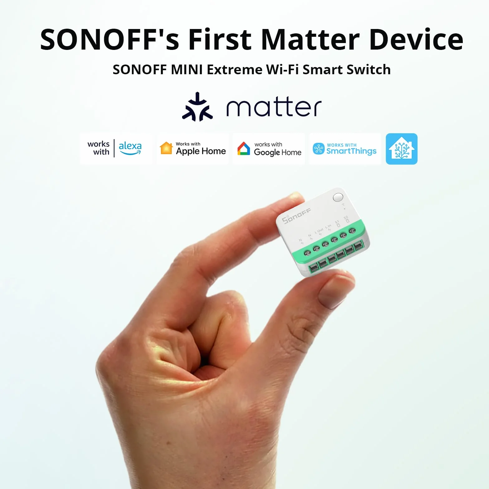SONOFF MINIR4M inteligentny przełącznik WiFi, 2-drożny – przełącznik światła Wi-Fi, moduł obsługujący matę, współpracuje z Apple Home, Alexa i Google Home, pilot zdalnego sterowania za pomocą
