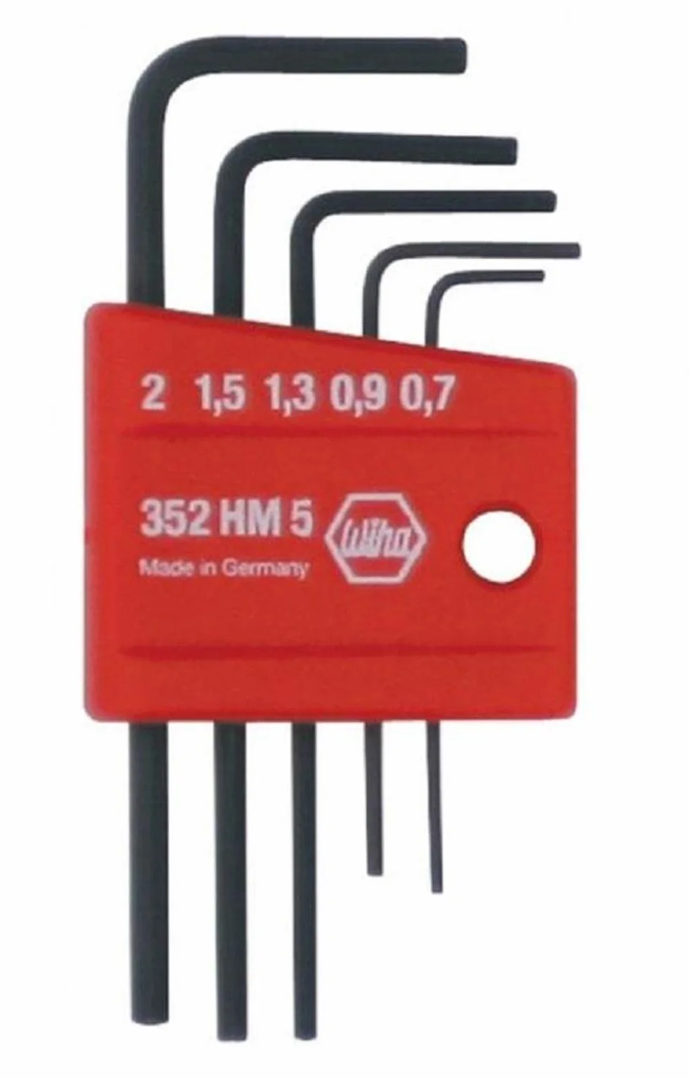 Wiha 35392 5-częściowy mini klucz w kształcie litery L, krótki sześciokątny zestaw metryczny