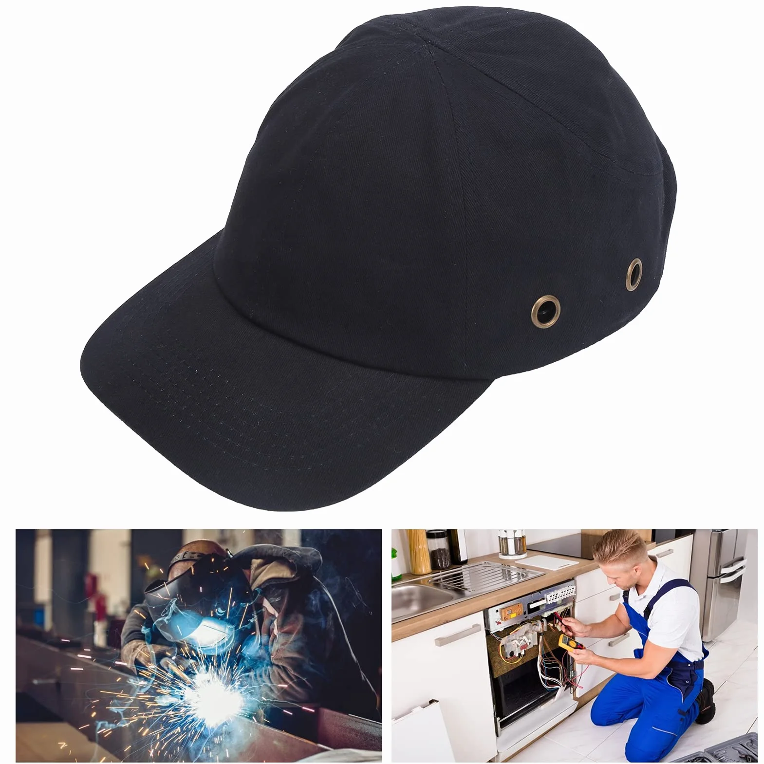 Czapka z Daszkiem, Ochronna Hard Hat Amortyzująca Konstrukcja Wewnętrznego Kasku (Czarny)