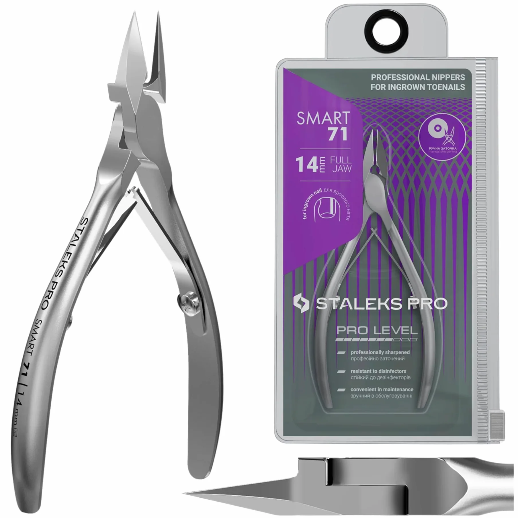 STALEKS PRO Profesjonalne wrastające szczypce do paznokci (długość ostrza - 14 mm) Smart 71, NS-71-14