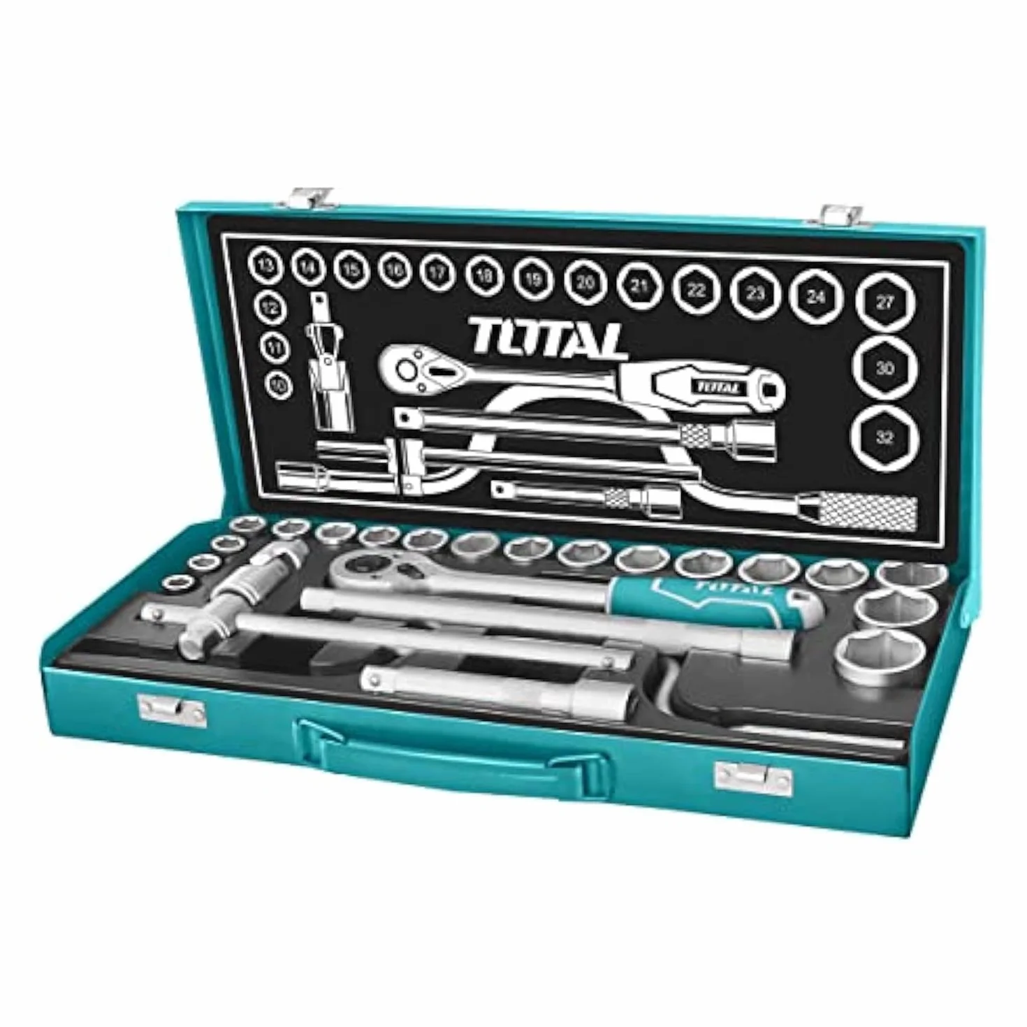 Total Zestaw nasadek 24 szt. metalowa obudowa THT141253