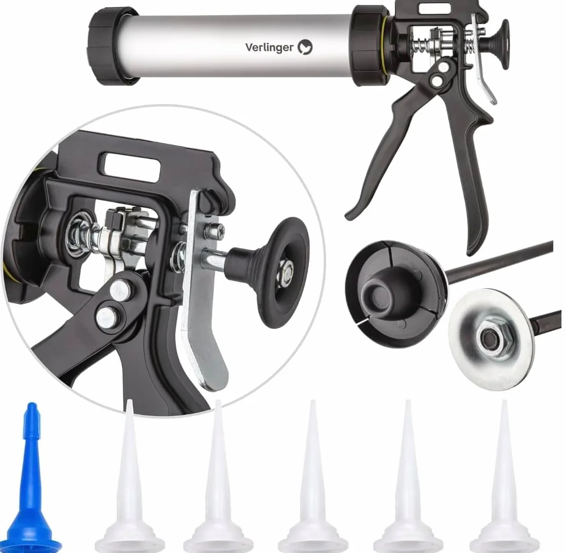 Profesjonalny pistolet na kartusz o pojemności 280/310/400 ml, 4500 N 26:1, trwały, ergonomiczny, precyzyjny do silikonu, akrylu, kleju, wytrzymała konstrukcja do prac budowlanych i