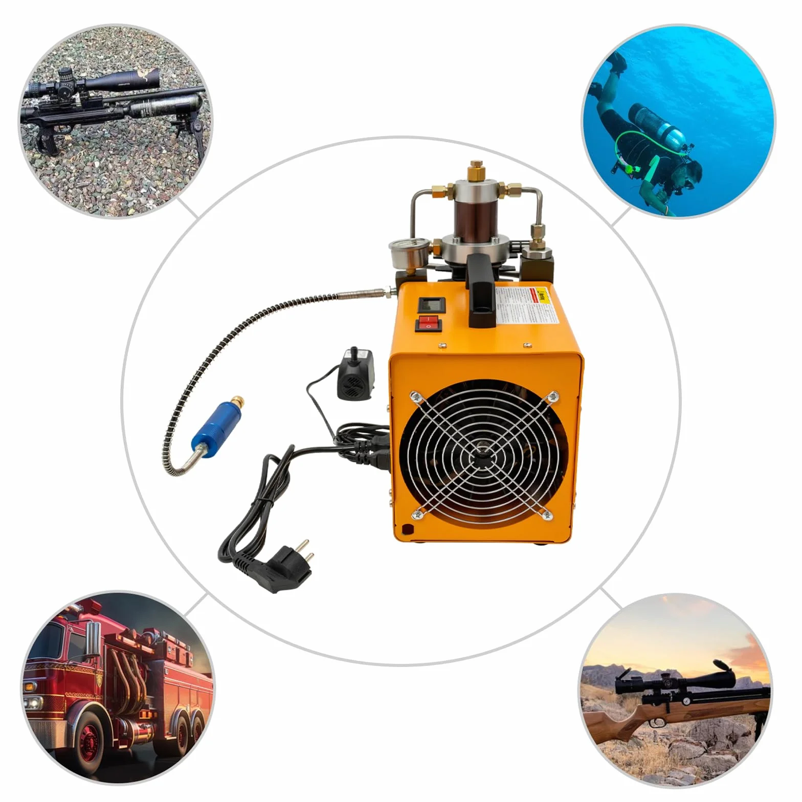 Sprężarka wysokociśnieniowa 1800 W | przenośna wysokociśnieniowa pompa powietrza M10 i elektryczna sprężarka powietrza PCP do 100 l | 2800 obr./min 75 dB | do pistoletu do paintballu, butli do