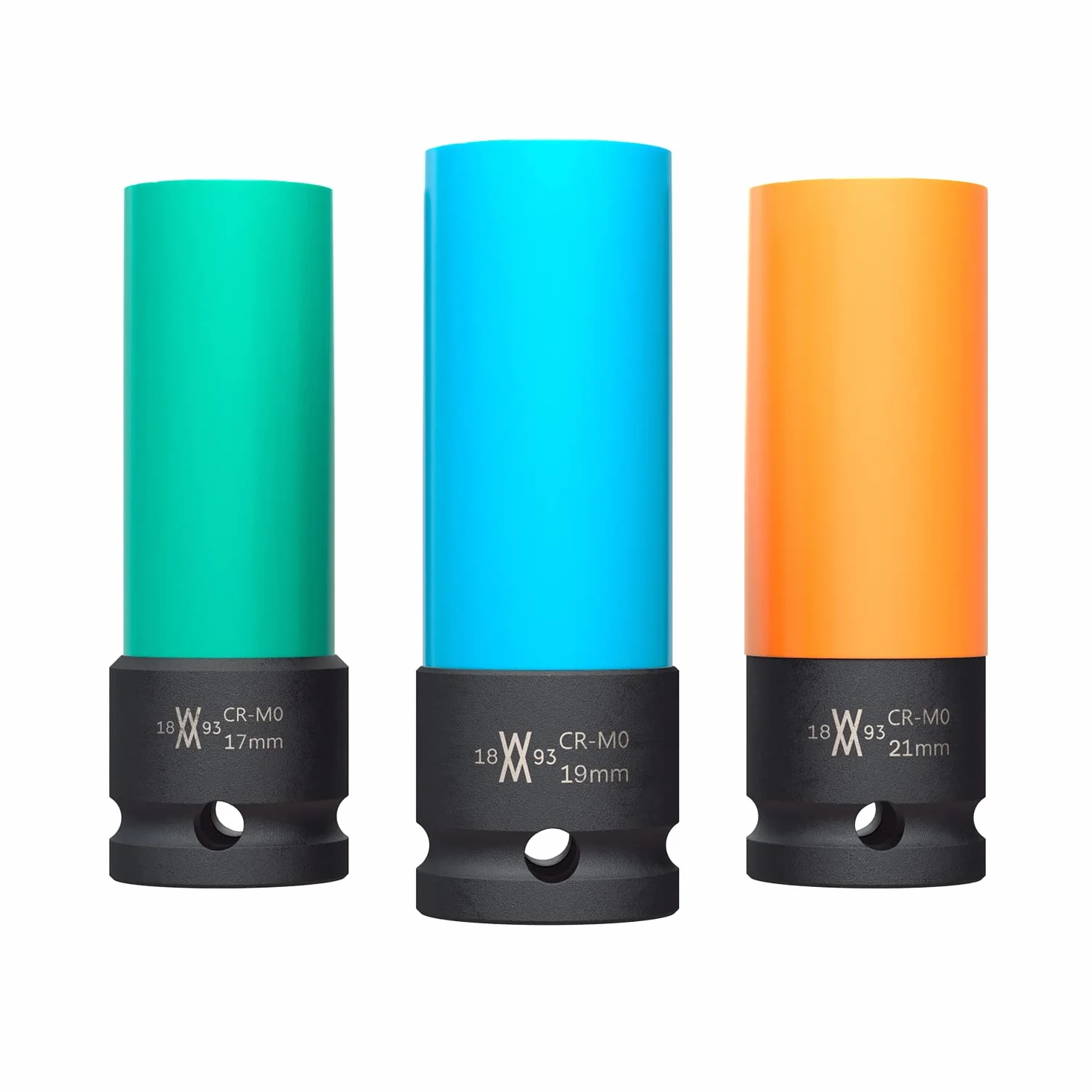 Nasadki udarowe 3 szt. do felg aluminiowych 17 mm, 19 mm, 21 mm do kluczy udarowych I Zestaw nasadek udarowych I Gniazdo udarowe I 0,5 cala I w walizce narzędziowej od WIESEMANN 1893 I 80058