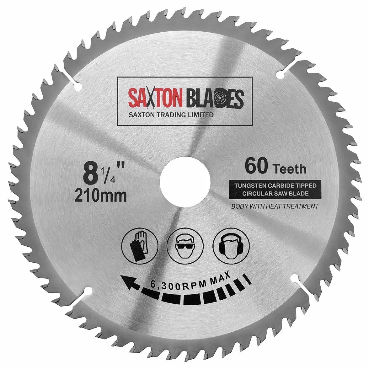 Okrągła tarcza piły Saxton TCT o rozmiarze 210mm x 30mm x 60T, kompatybilna z Festool, Bosch Makita Dewalt, kompatybilna z piłami 216mm.