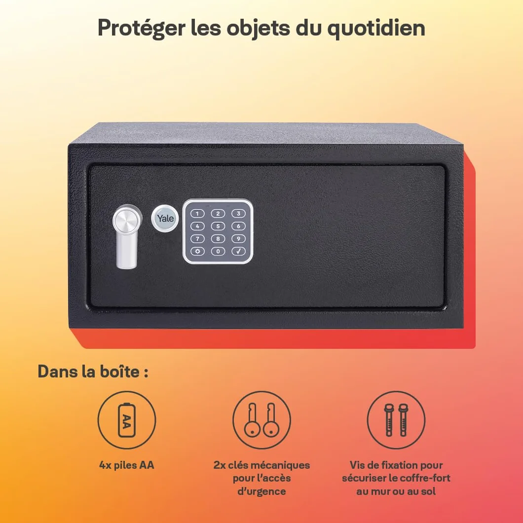 Yale YLV/200/DB2 Sejf Podstawowy Meblowy na Laptopa, Sejf Domowy, Elektroniczna Klawiatura, 15mm Stalowe Rygle, 43x35x20 cm (dł. x szer. x wys.), Czarny