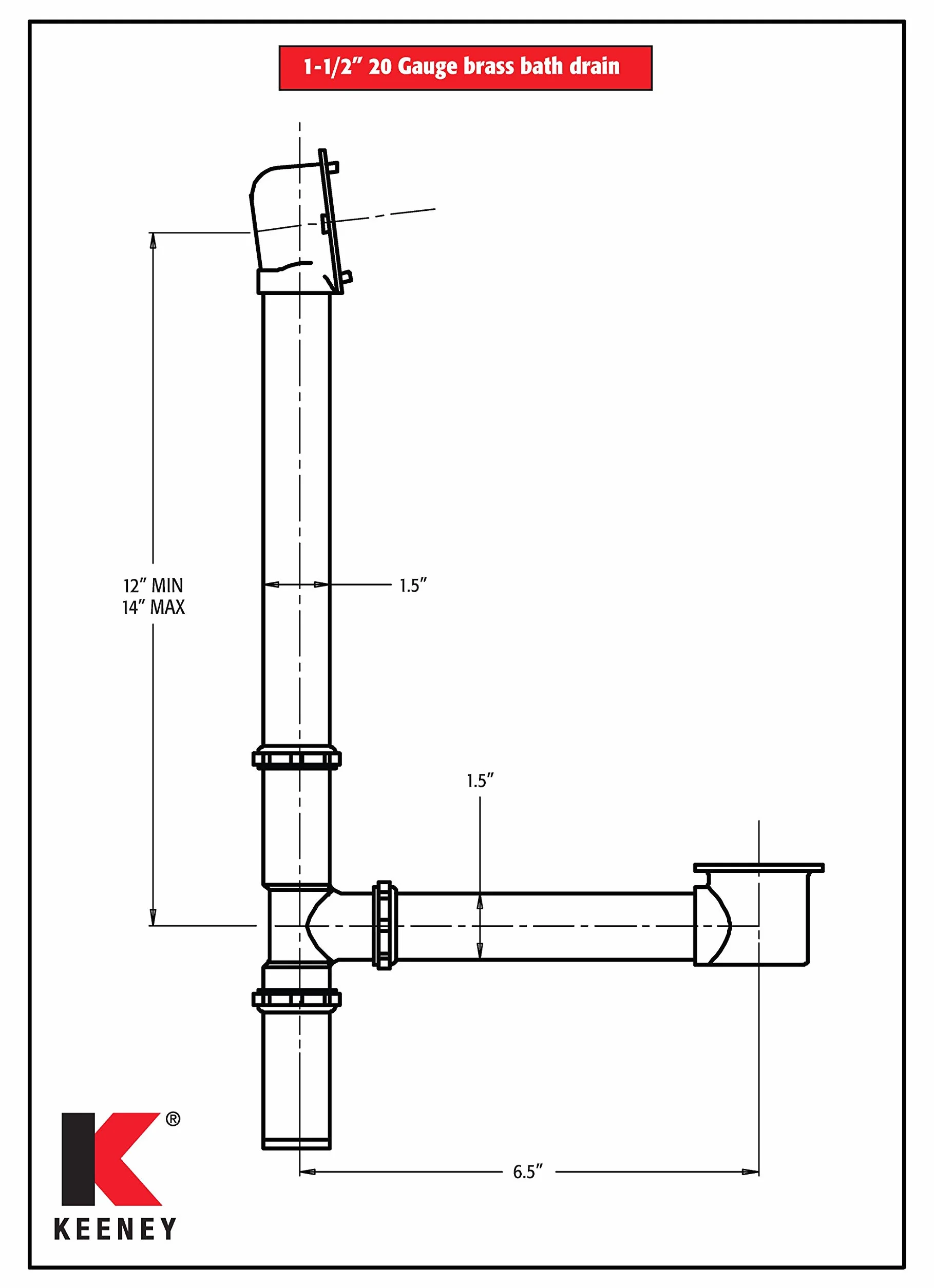 Plumb Pak 606RB potrójny zestaw odpływu wannowego z mosiężną rurą odpływową, chrom, 1-1/2 cala