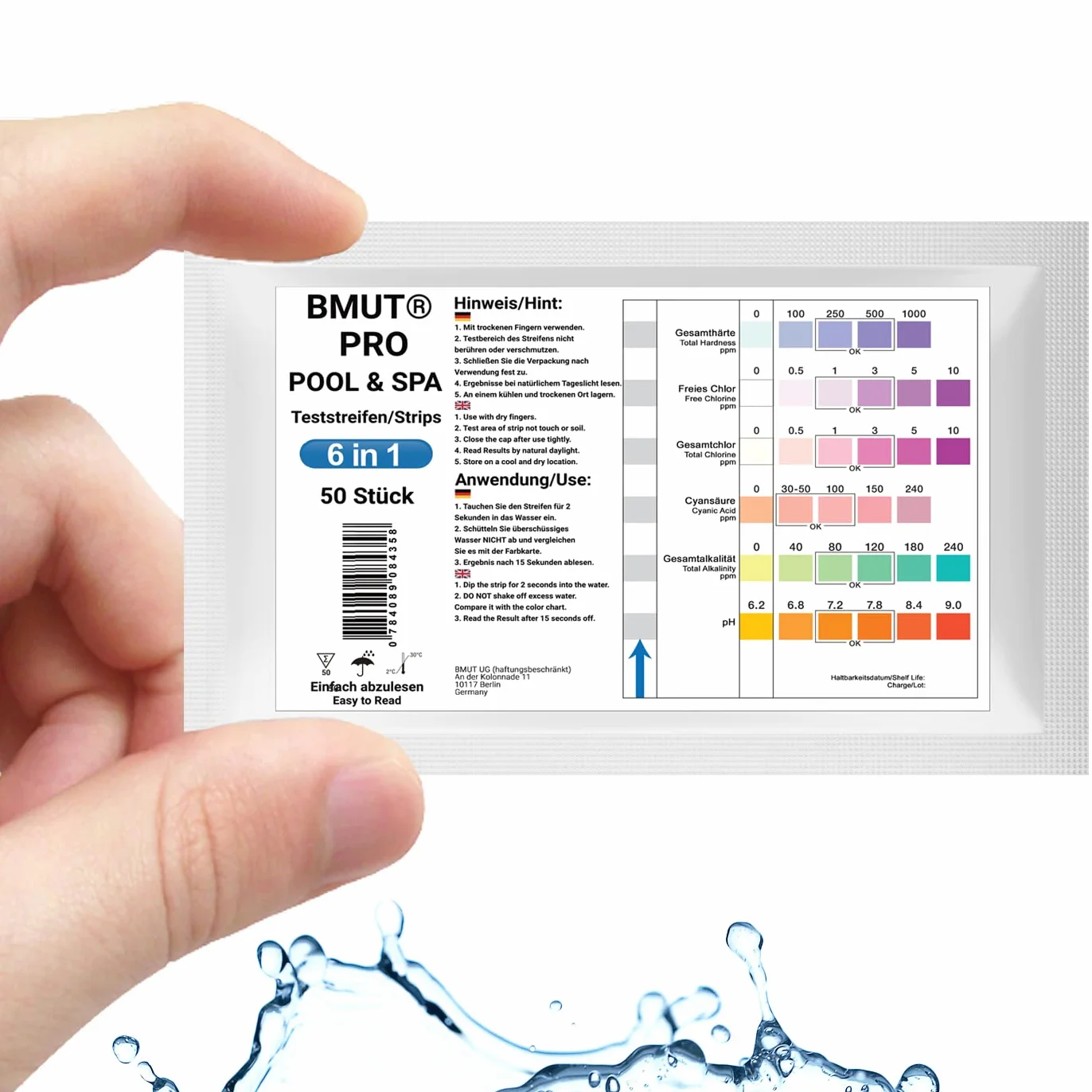Tester wody basenowej 6 w 1, papier testowy chloru i pH