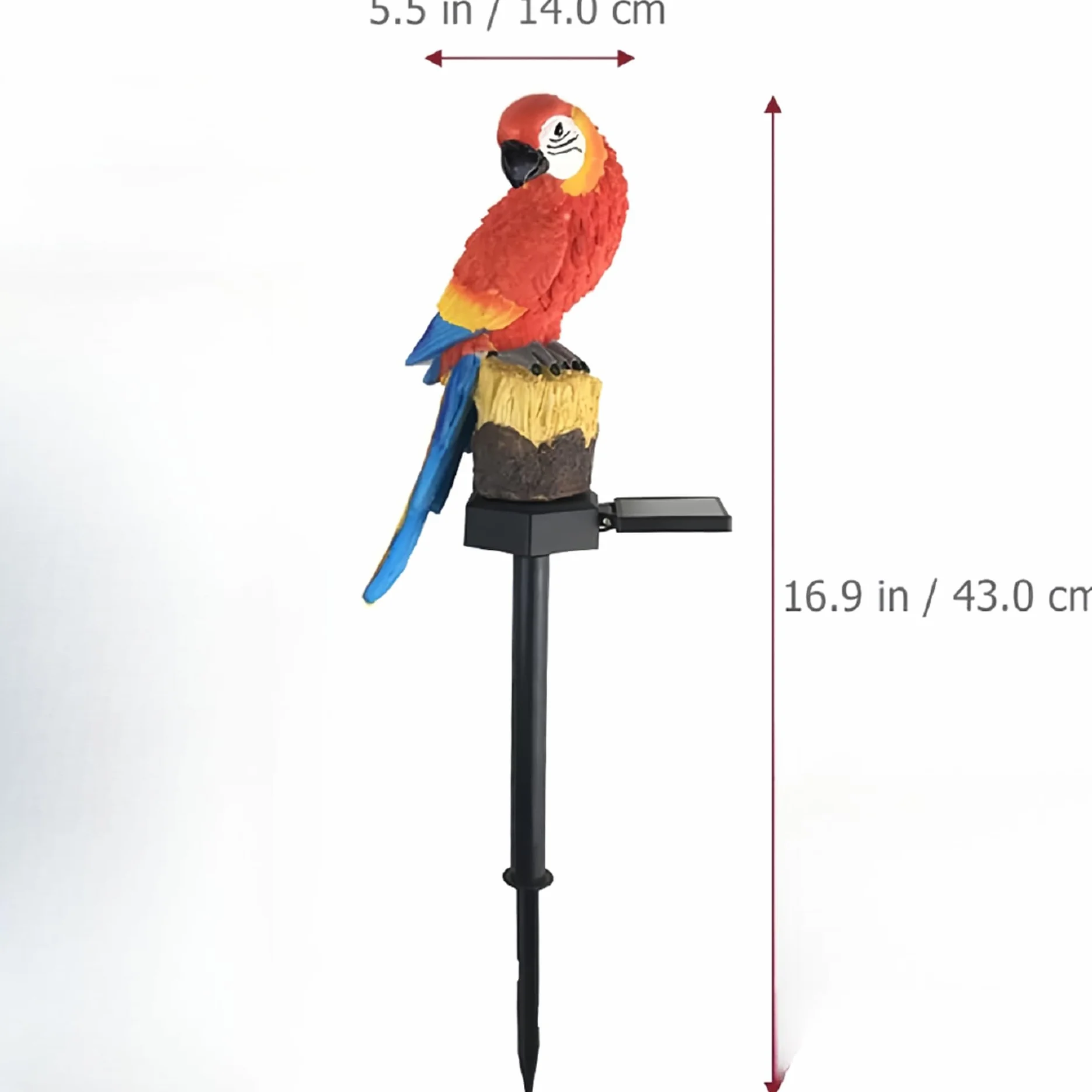 Energia słoneczna Czerwona Papuga Światło, Żywica Dekoracja Ogród Cute Animal Ground Lamp, Bezprzewodowe światła LED do świtu wodoodporne.