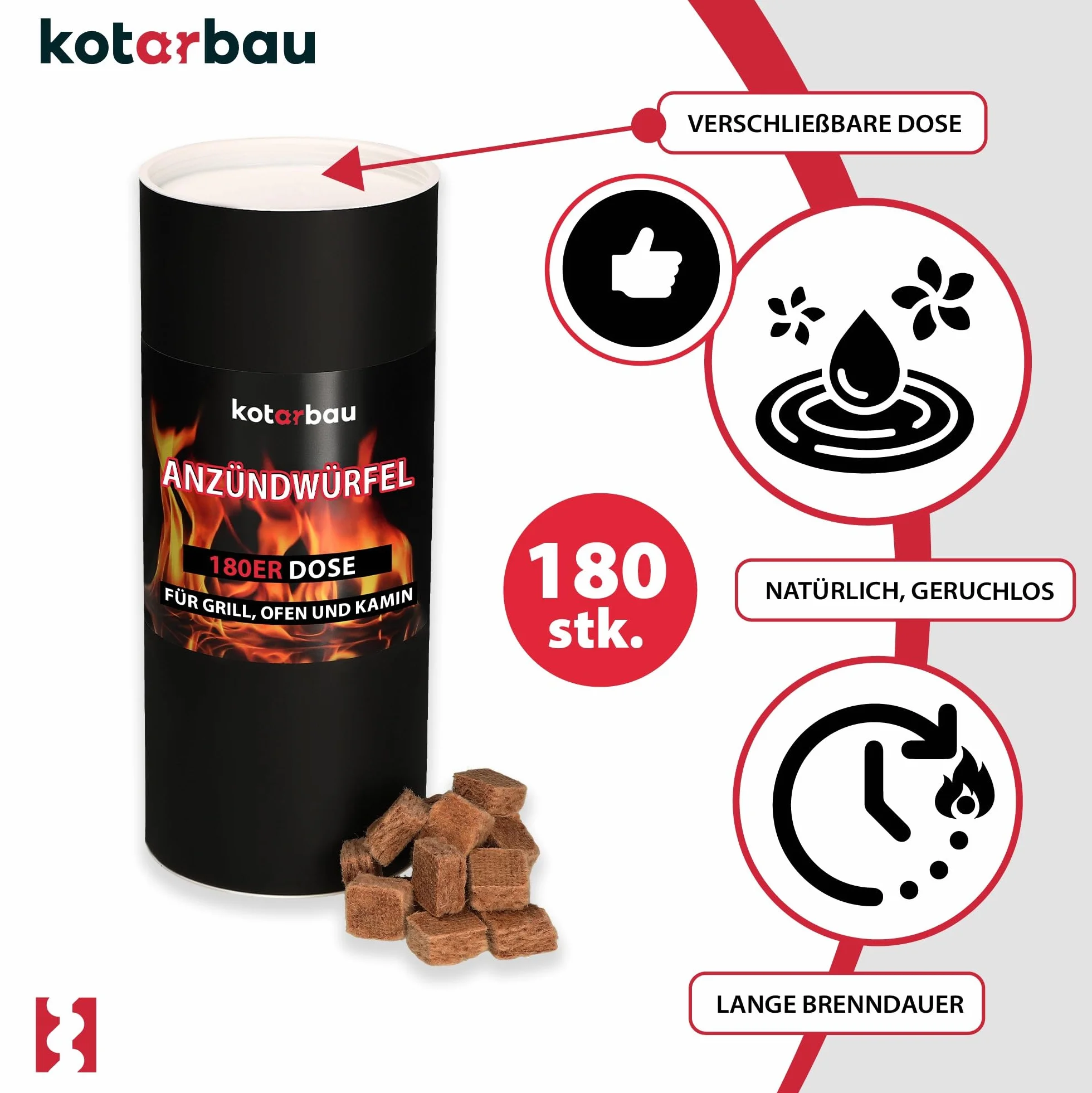KOTARBAU® Rozpałka do Pieca - Podpałka do Grilla Kominka - Kostki - Zestaw 360 SZT