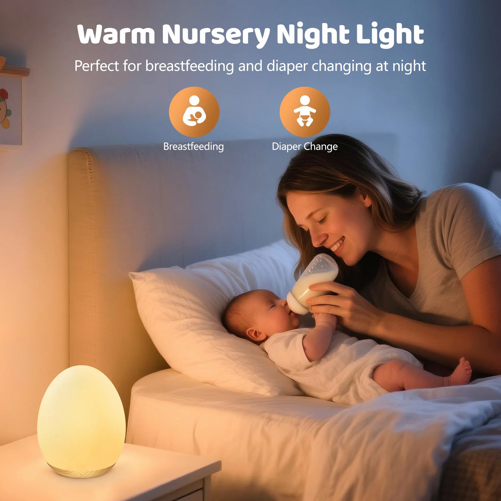 MediAcous Lampka nocna dla dzieci Lampa LED dla dzieci 8 kolorów lampka nocna z funkcją sterowania timerem ciepłe światło USB Akumulator