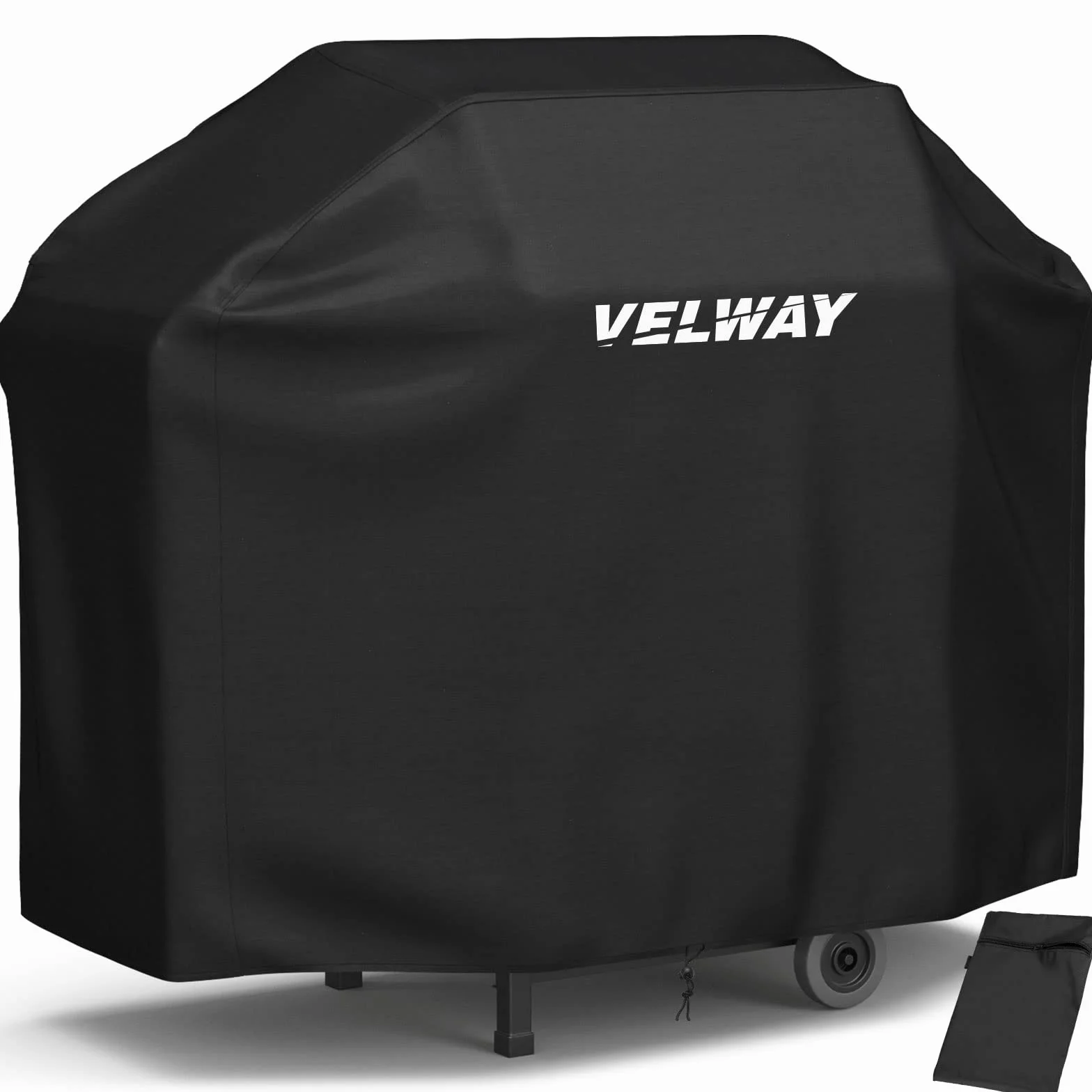 Velway Pokrowce na grilla, wodoodporne, wytrzymałe, odporne na promieniowanie UV, na zewnątrz, duży pokrowiec na grilla gazowego, wiatroszczelne,zotworami wentylacyjnymi, 147 x 61 x 117 cm, czarne