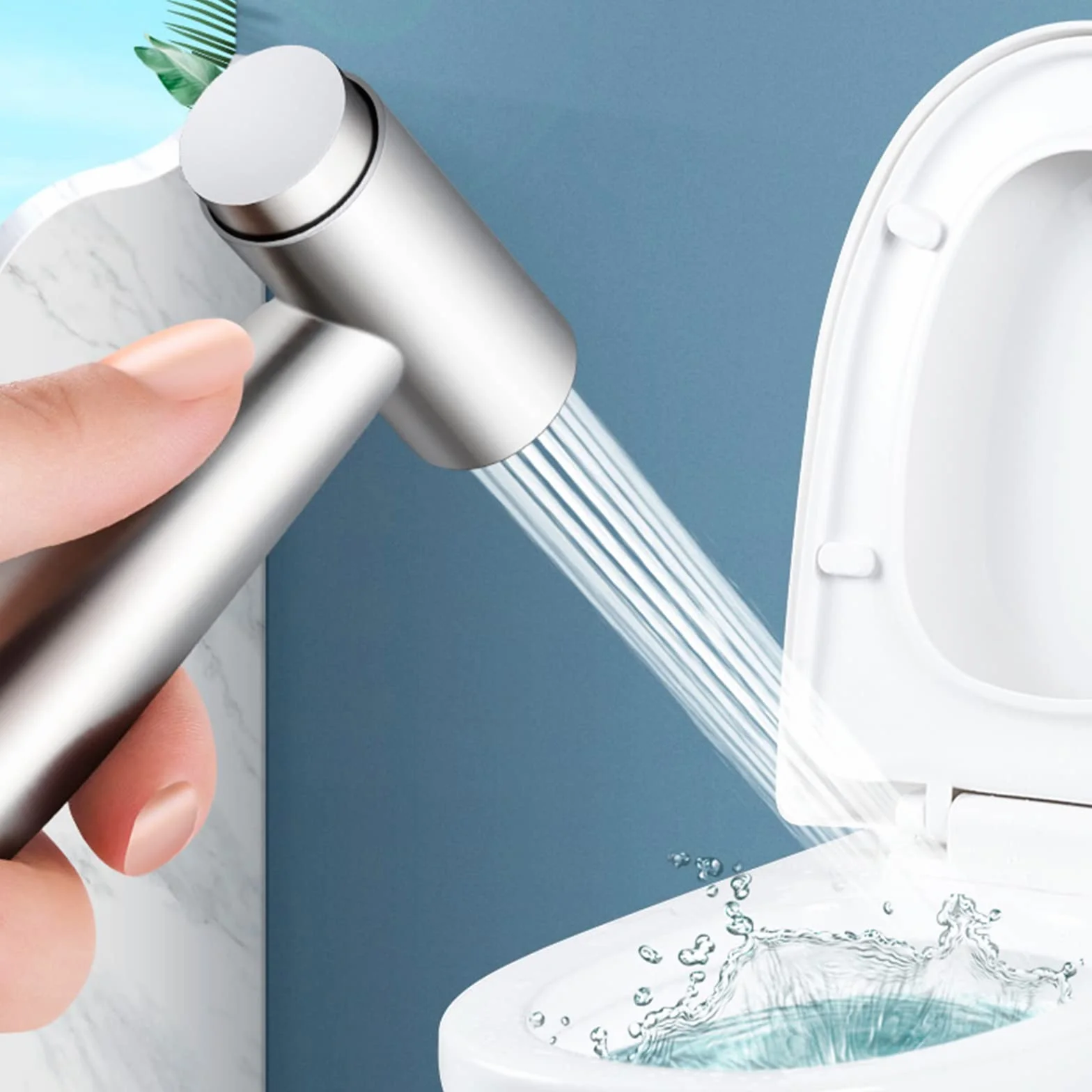 Ręczny spryskiwacz bidetowy ze stali nierdzewnej, zestawy zamienne, budżet do głowicy prysznicowej toalety, ręczny bidet ze stali nierdzewnej, oszczędzająca wodę, dysza bidetu, chrom (rysunek