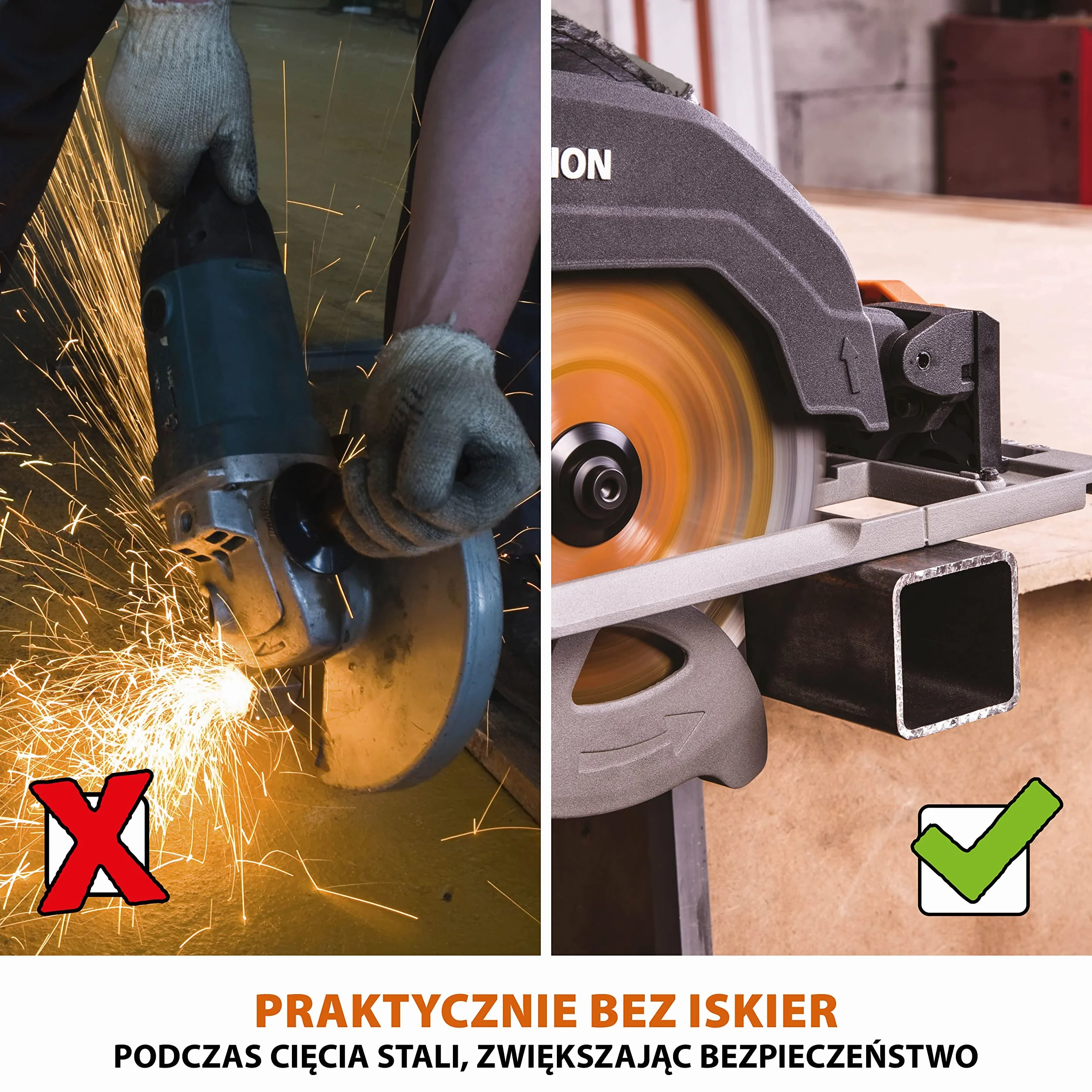 Evolution Power Tools R185CCSX Piła tarczowa i prowadnica do różnych materiałów, tnie drewno, drewno z gwoździami metal stal aluminium plastik, opcja odchylenia, w zestawie prowadnica 1020 mm, 185 mm