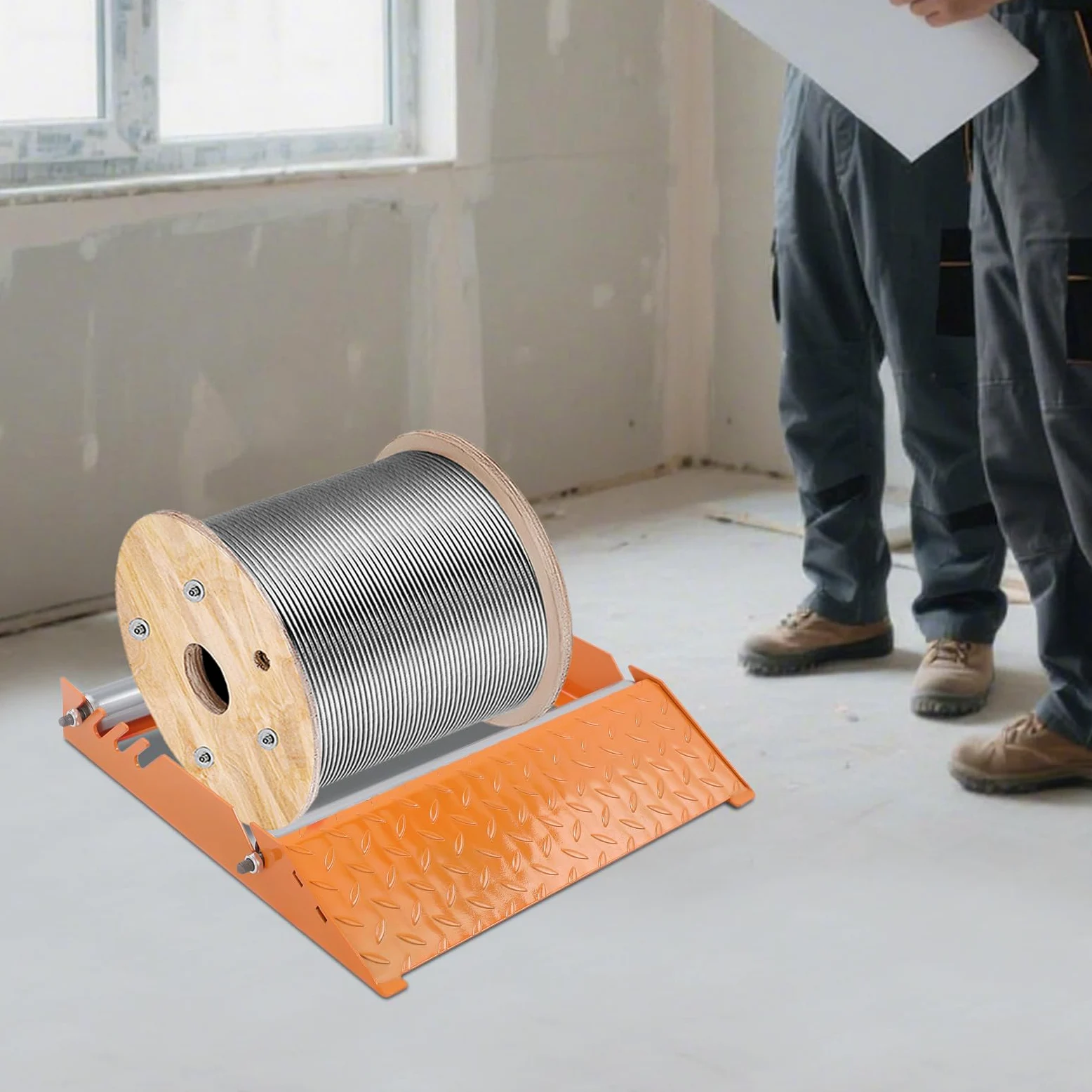 Regulowany stojak na bęben kablowy, stojak na szpulę kablową, uchwyt na rolki kablowe, do średnicy 30-70 cm i szerokości do 50 cm, do rolek nylonowych, żelaznych, drewnianych