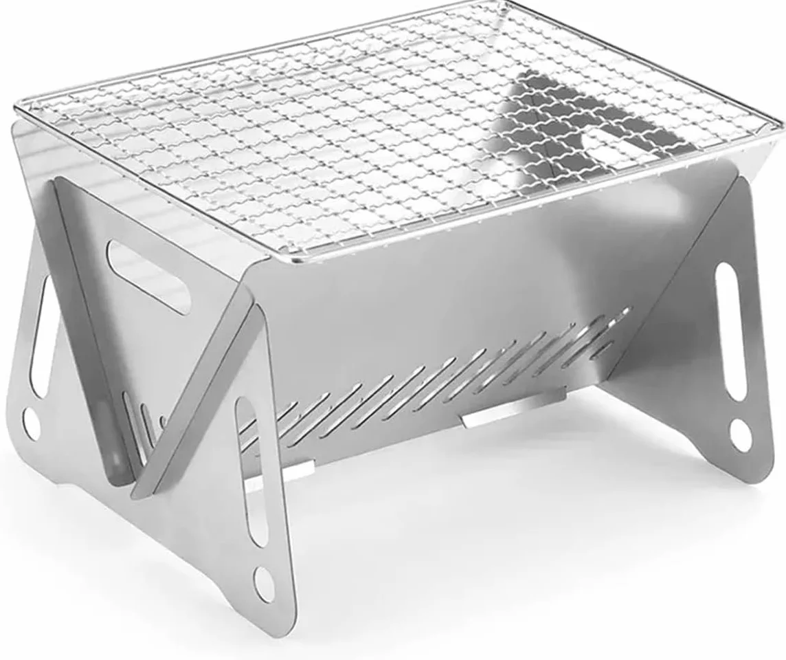 Mini grill kempingowy składany na węgiel drzewny ze stali nierdzewnej przenośny 28x18x13 cm