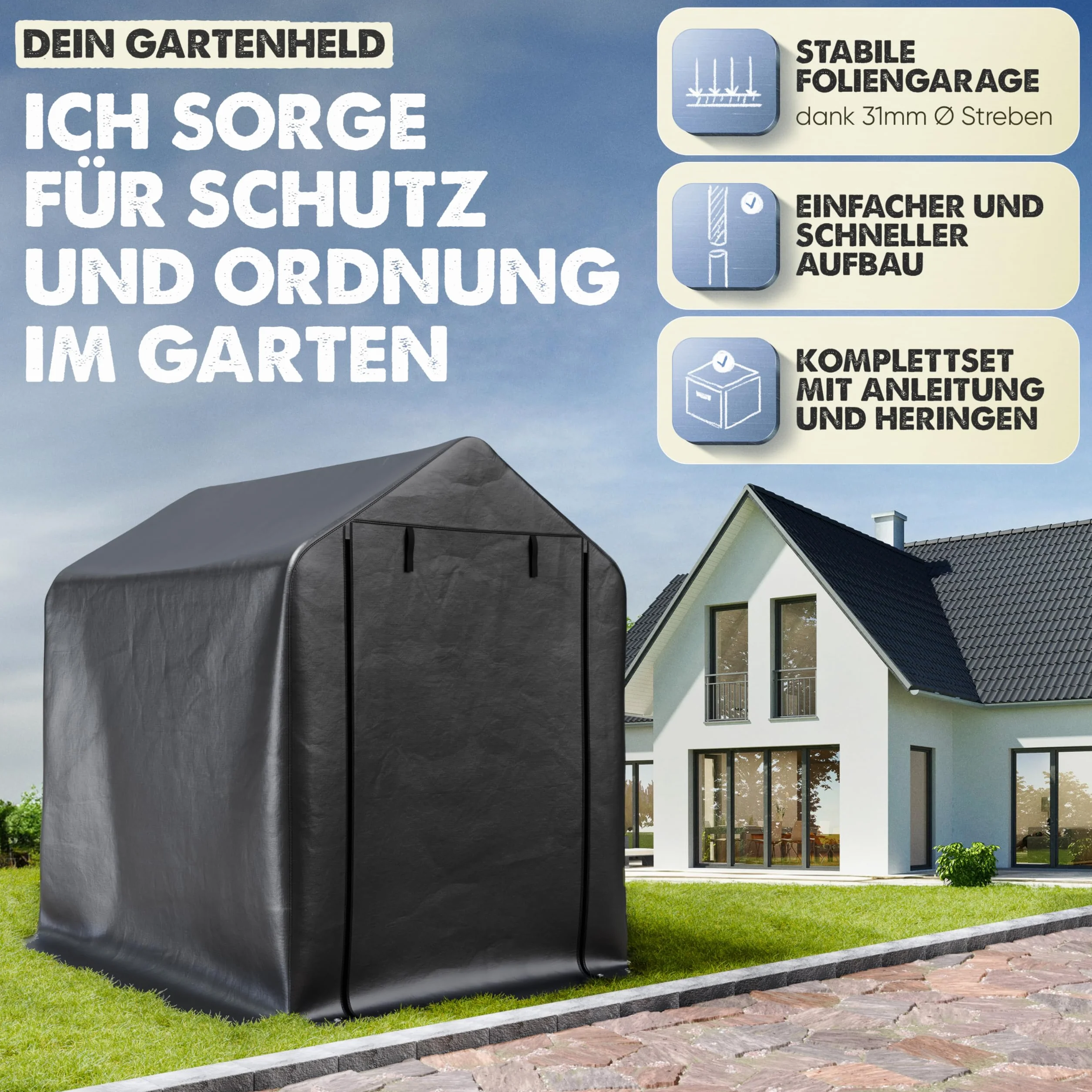 GARLINGO Garaż rowerowy 172x163x120 cm domek na narzędzia