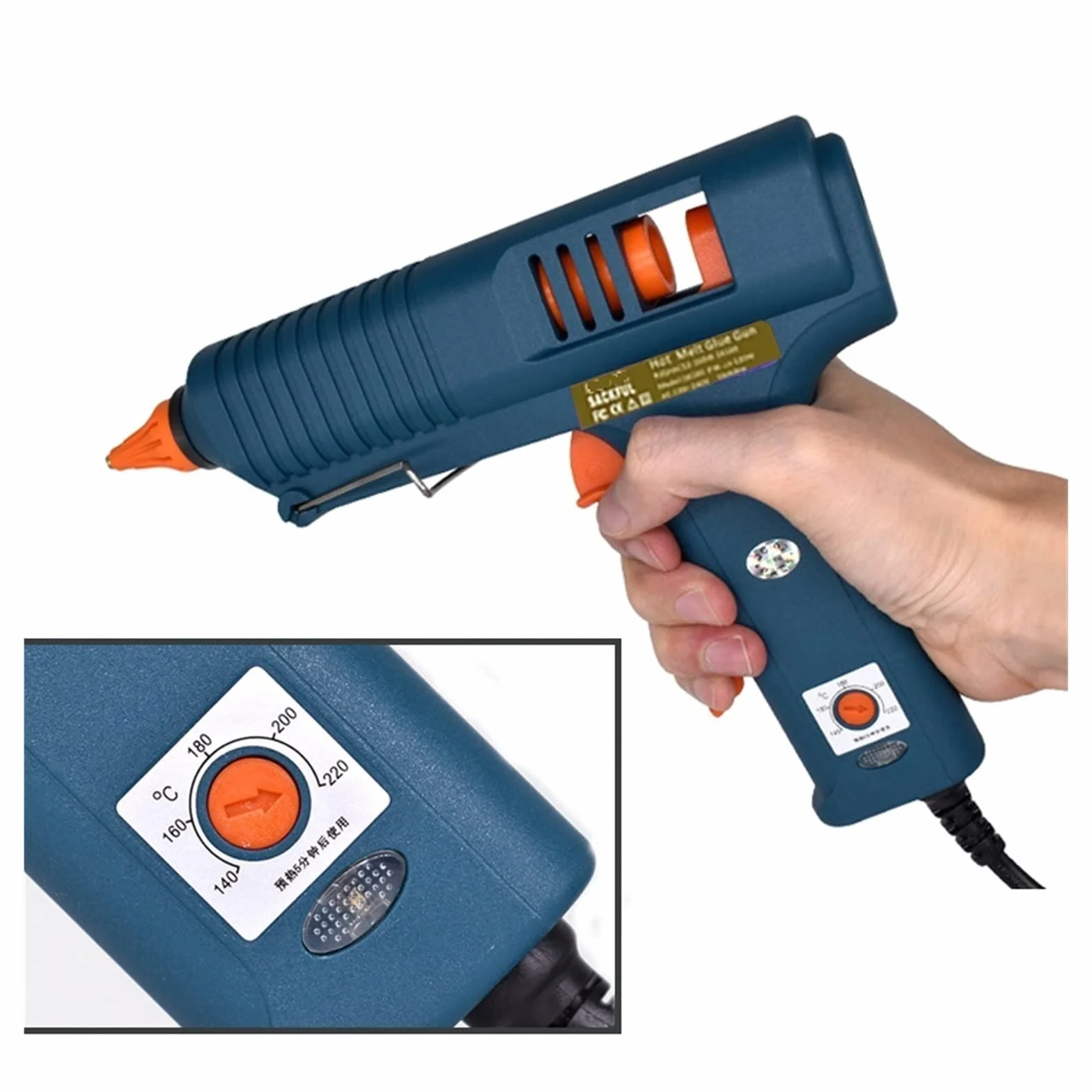 Pistolet Na Klej, Pistolet do klejenia na gorąco 150 W z regulacją temperatury Dysza pistoletu do klejenia 11 mm W sztyfcie kleju Profesjonalny przemysłowy pistolet do topienia do sztuki, rzemiosła Za