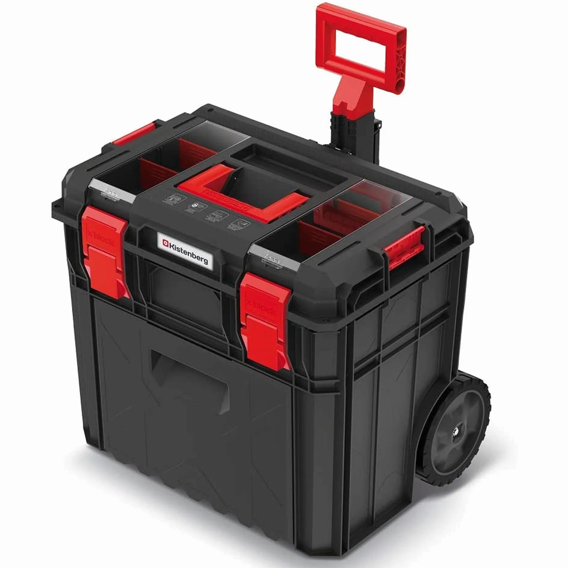Skrzynka narzędziowa na kółkach, nośność do 50 kg, z kółkami i uchwytem teleskopowym, 546 x 380 x 510 mm, przenośna skrzynka narzędziowa X-LOG