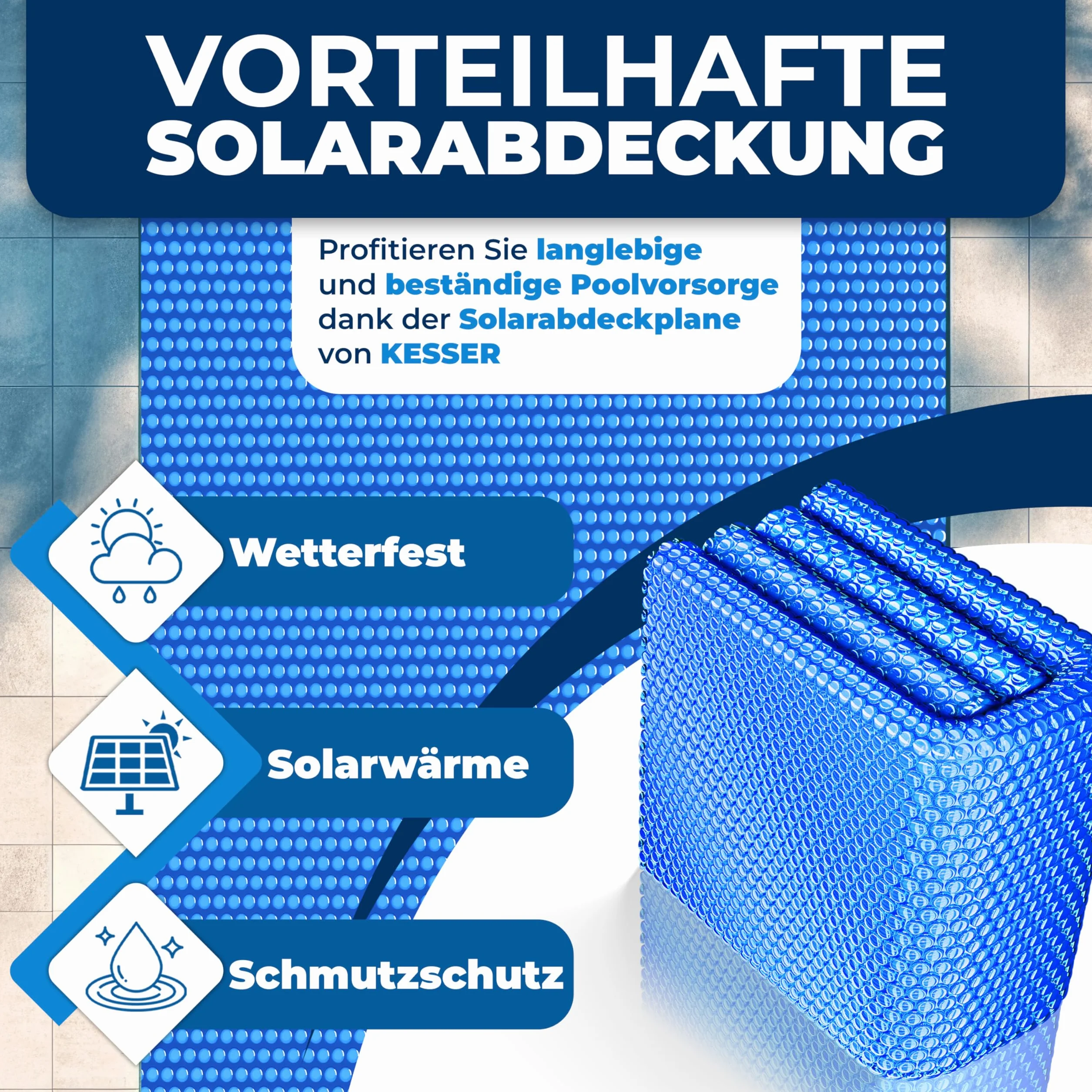 KESSER Plandeka solarna do basenu okrągła Ø 427 cm 120 µm folia solarna do podgrzewania wody