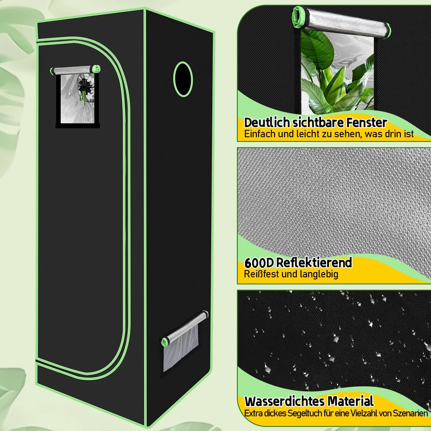 Sonnewelt Namiot do uprawy 600D Oxford Grow Box 100x100x200 cm wodoszczelna szklarnia