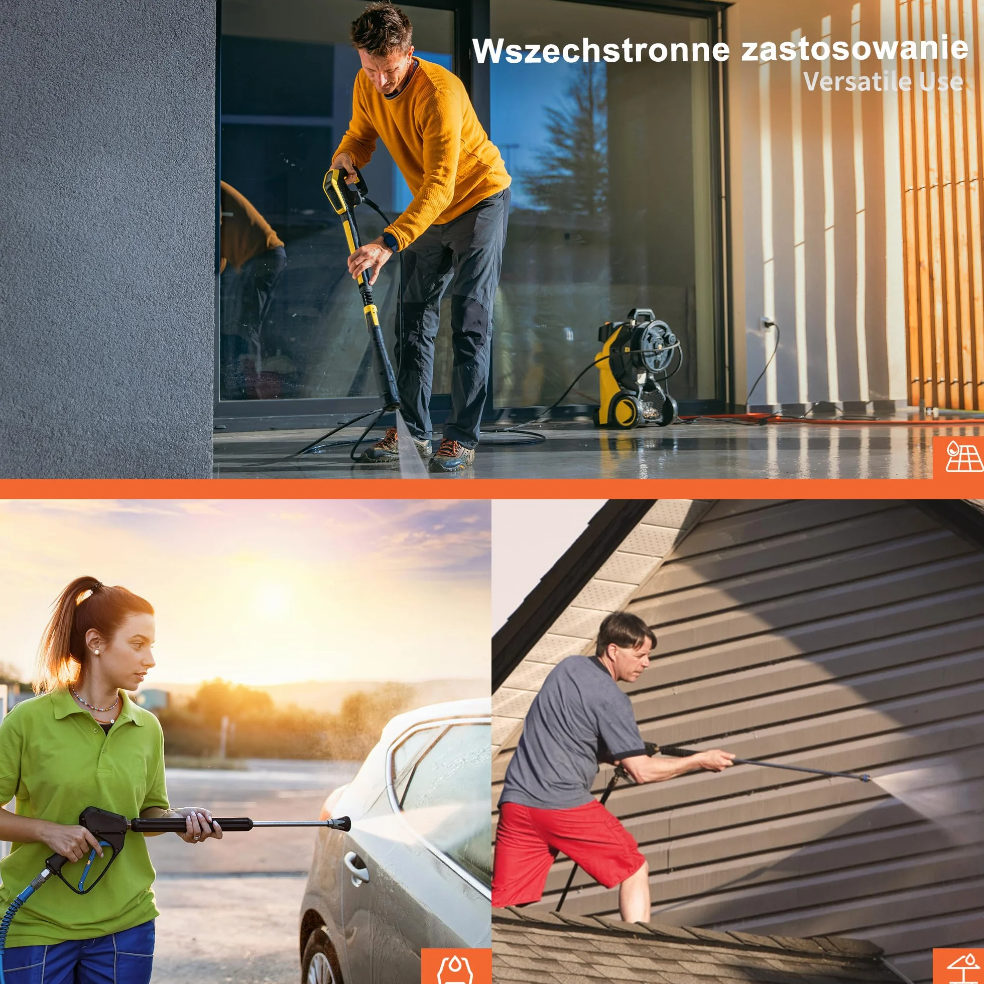 Wąż myjki wysokociśnieniowej 15 m 1/4 cala M22 14 mm 3600 PSI mosiężne przyłącze obrotowe