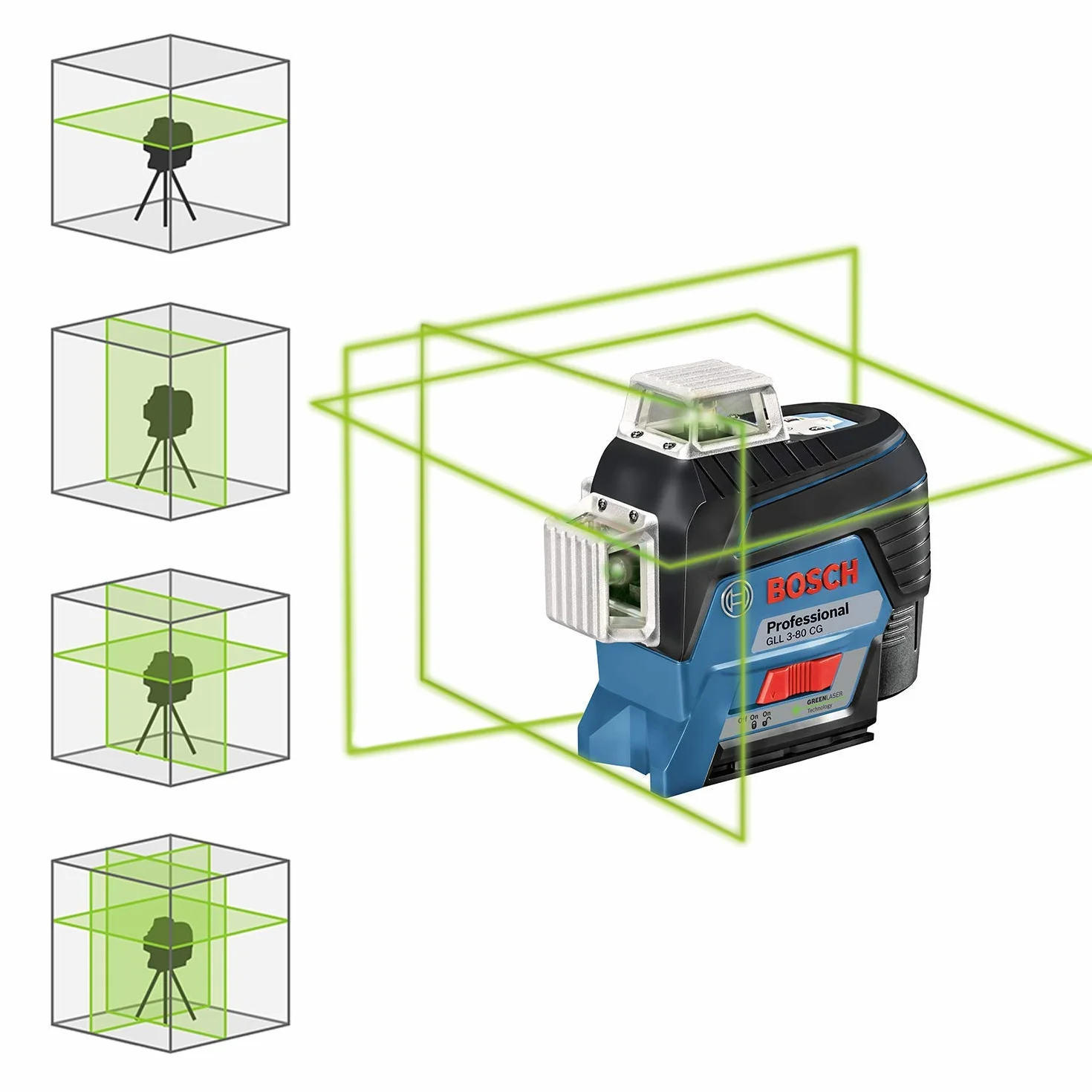 Bosch Professional system 12V: laser liniowy GLL 3-80 CG Set & Bosch Professional Statyw budowlany BT 150 do laserów i niwelatorów