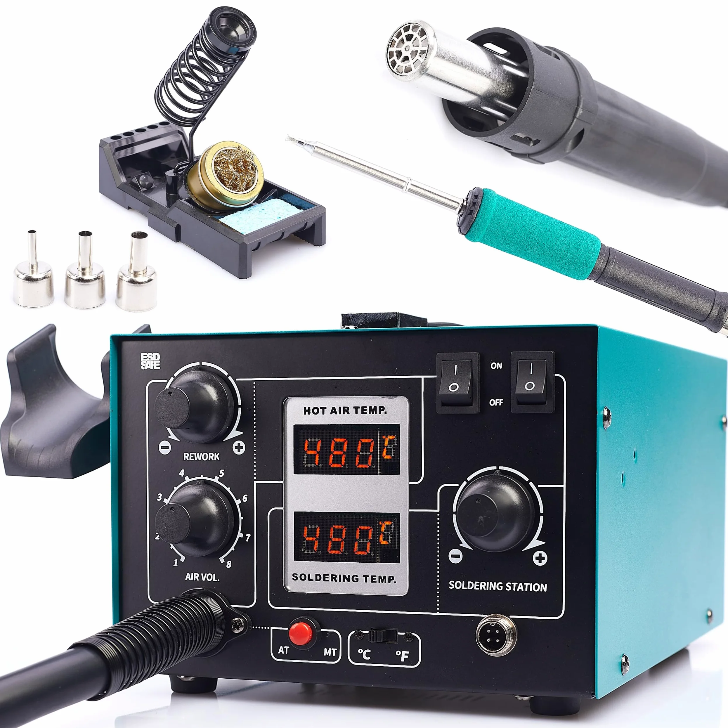 Stacja Lutownicza 2w1 Hot Air Techrebal 706 II Lutownica Grotowa Kolbowa Precyzyjna Mocna Na Groty T12