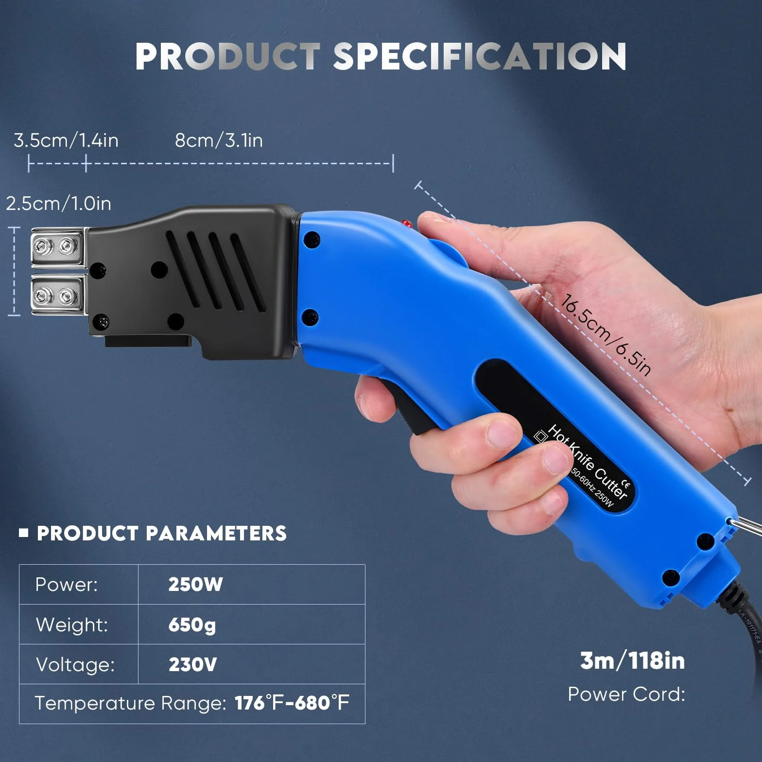 Elektryczny nóż do pianki Pro 250 W 12" (30 cm) chłodzony powietrzem zestaw do cięcia styropianu