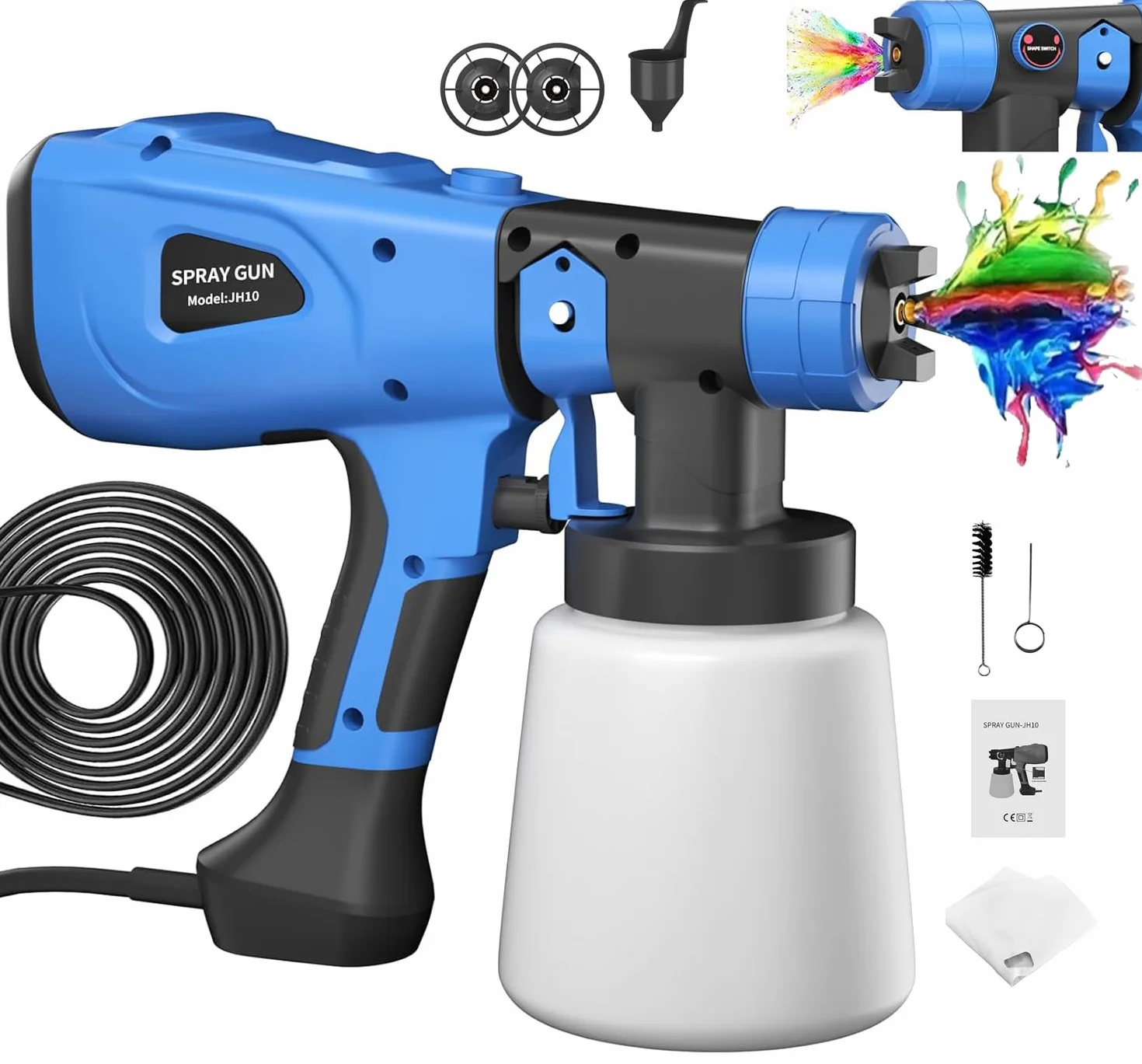 1000 ml 1000 W elektryczny rozpylacz do malowania natryskowego pistolet do ogrodzenia mebli ściennych 3 wzory natryskowe regulowany przepływ HVLP elektryczny pistolet natryskowy