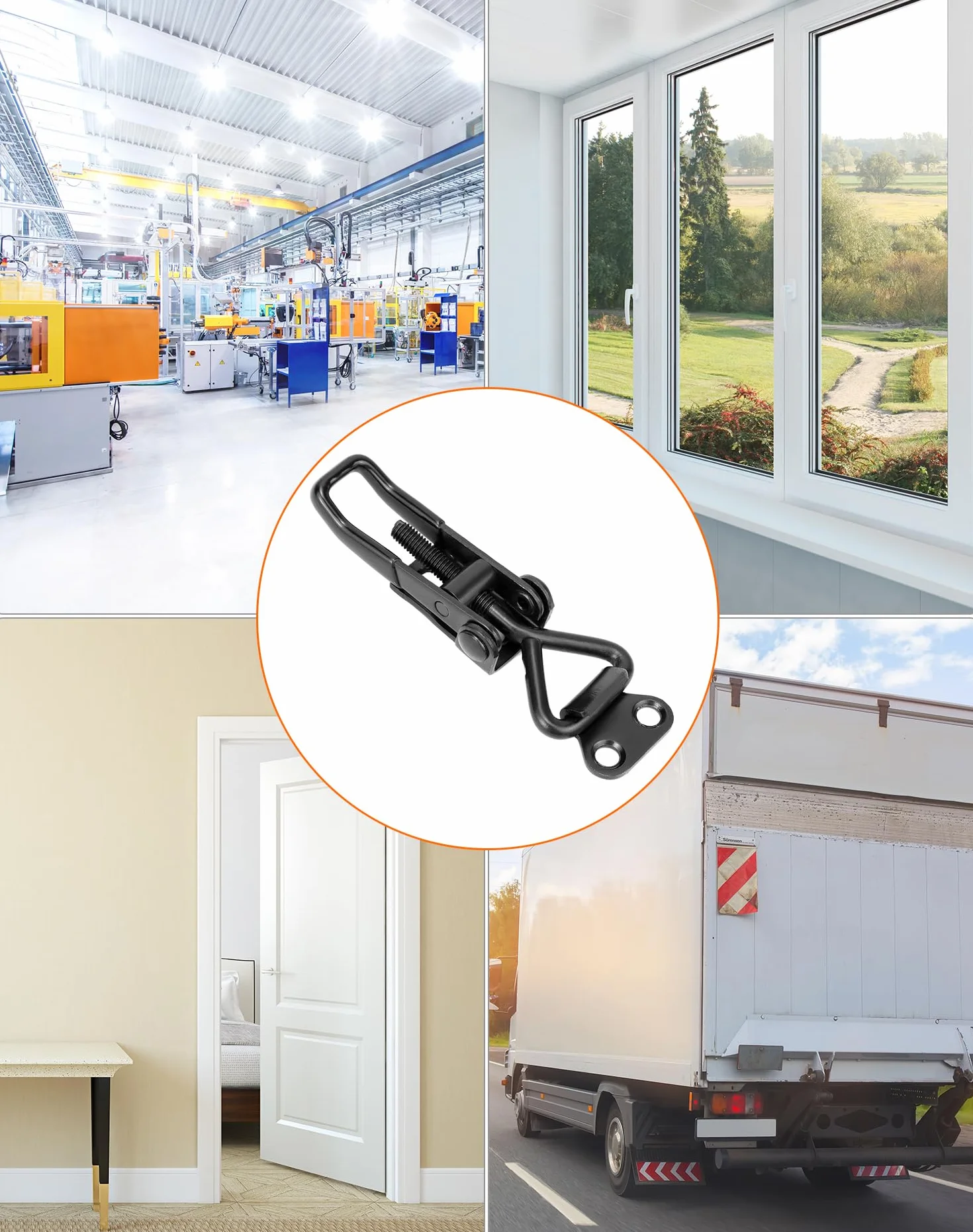 QWORK® 4szt. Zatrzask w kolorze czarnym, mocny zatrzask ze stali węglowej do pudełek, szafek w bagażniku - 95 mm