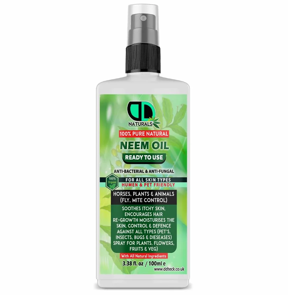 Organiczny olejek z miodły indyjskiej, naturalny spray na owady ogrodowe dla roślin i koni, odstraszający owady i odstraszający owady, do domu, pielęgnacji skóry, wzrostu włosów, 100 ml