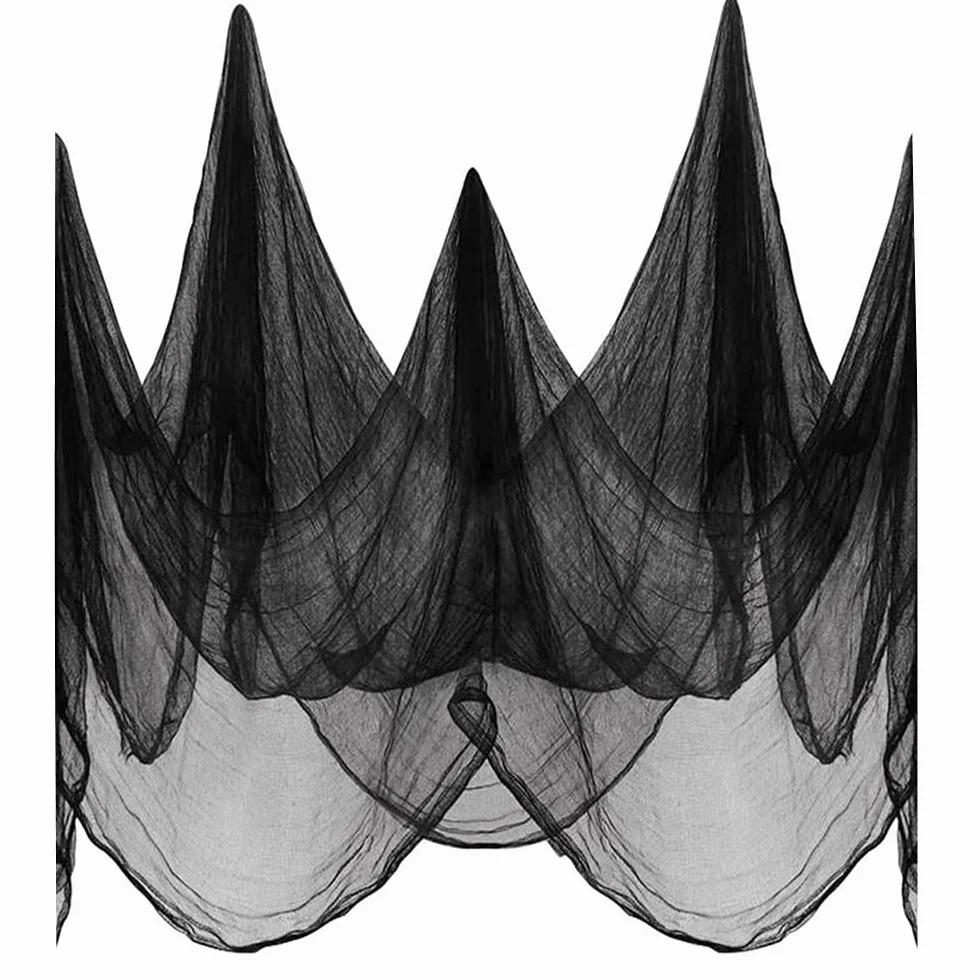 MAXEE Super czarny Halloween straszny (200 × 400 cm), super duży ręcznik ducha, dekoracja na Halloween, horror, dekoracja ogrodowa na zewnątrz Halloween